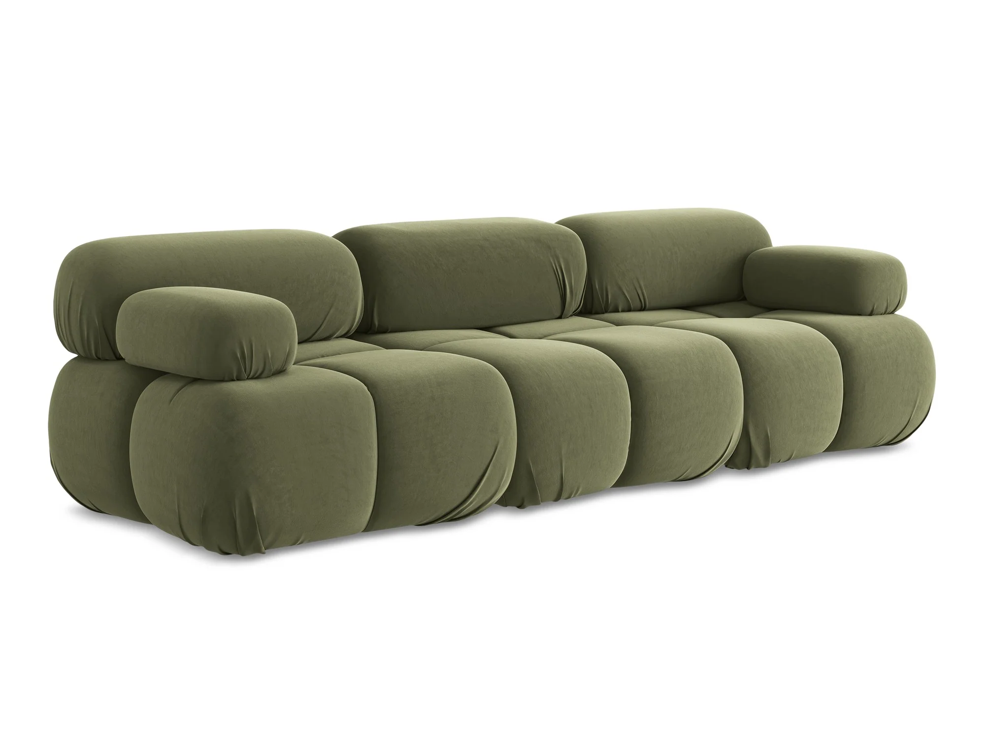 Sofa modułowa aksamitna 3-osobowa LOKUA oliwkowy
