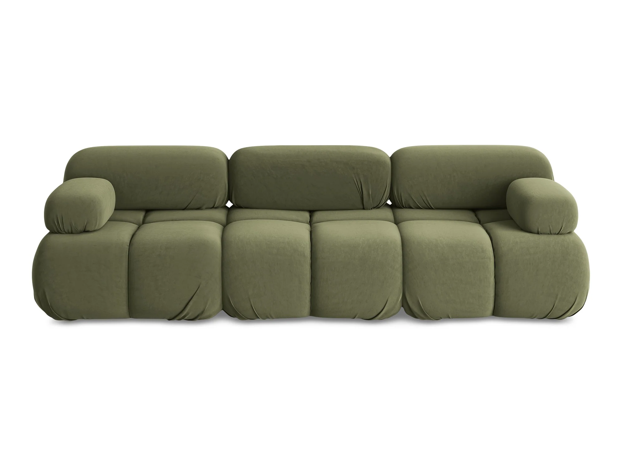 Sofa modułowa aksamitna 3-osobowa LOKUA oliwkowy - Image 3
