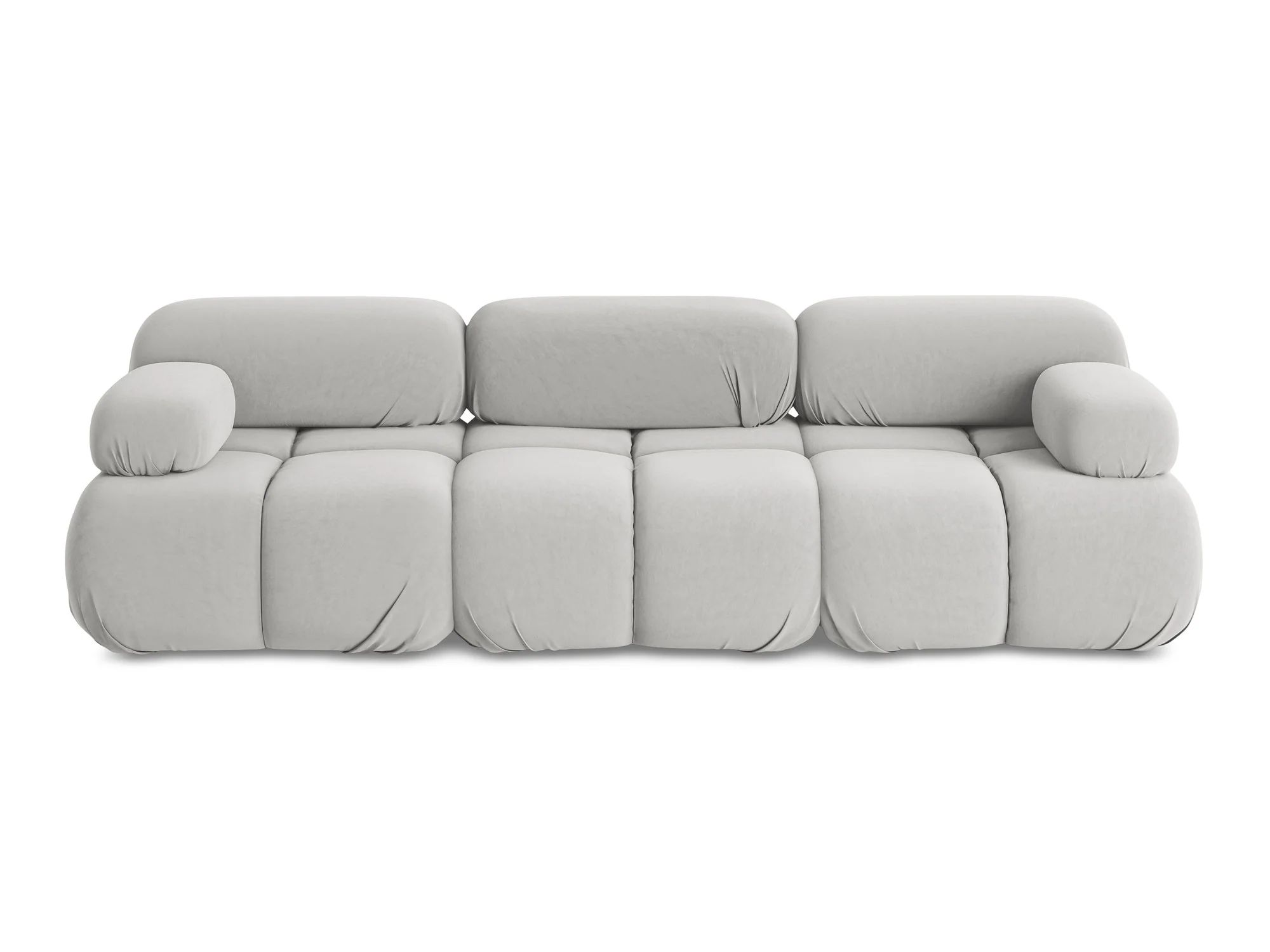 Sofa modułowa aksamitna 3-osobowa LOKUA srebrny - Image 3