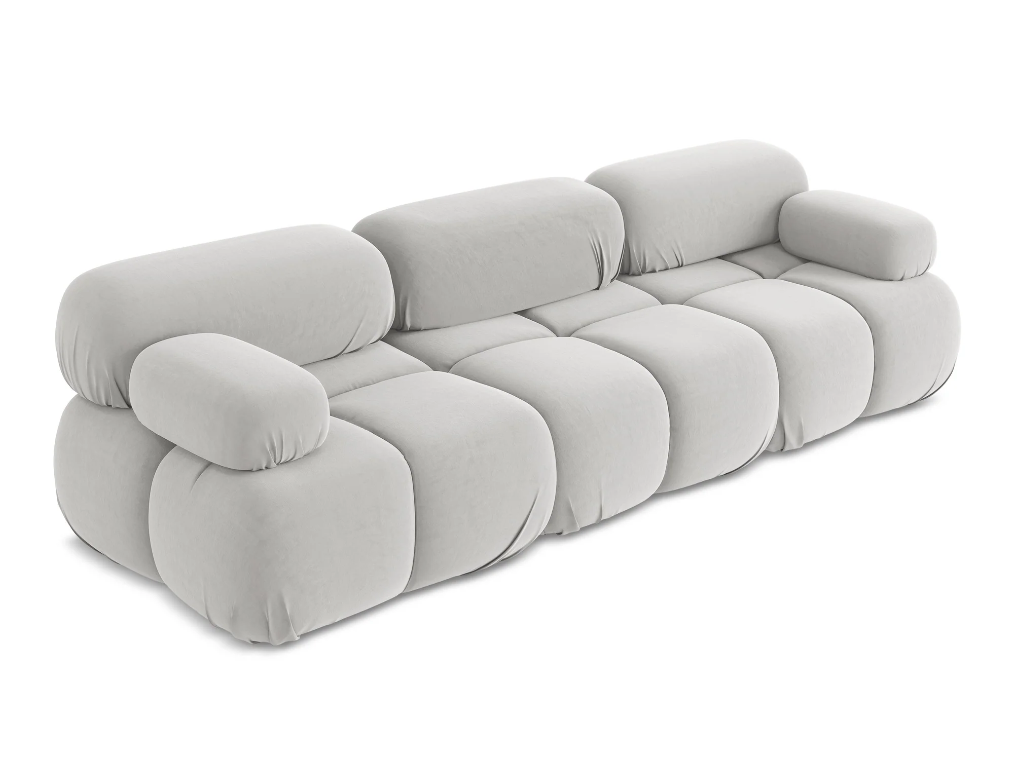 Sofa modułowa aksamitna 3-osobowa LOKUA srebrny - Image 4