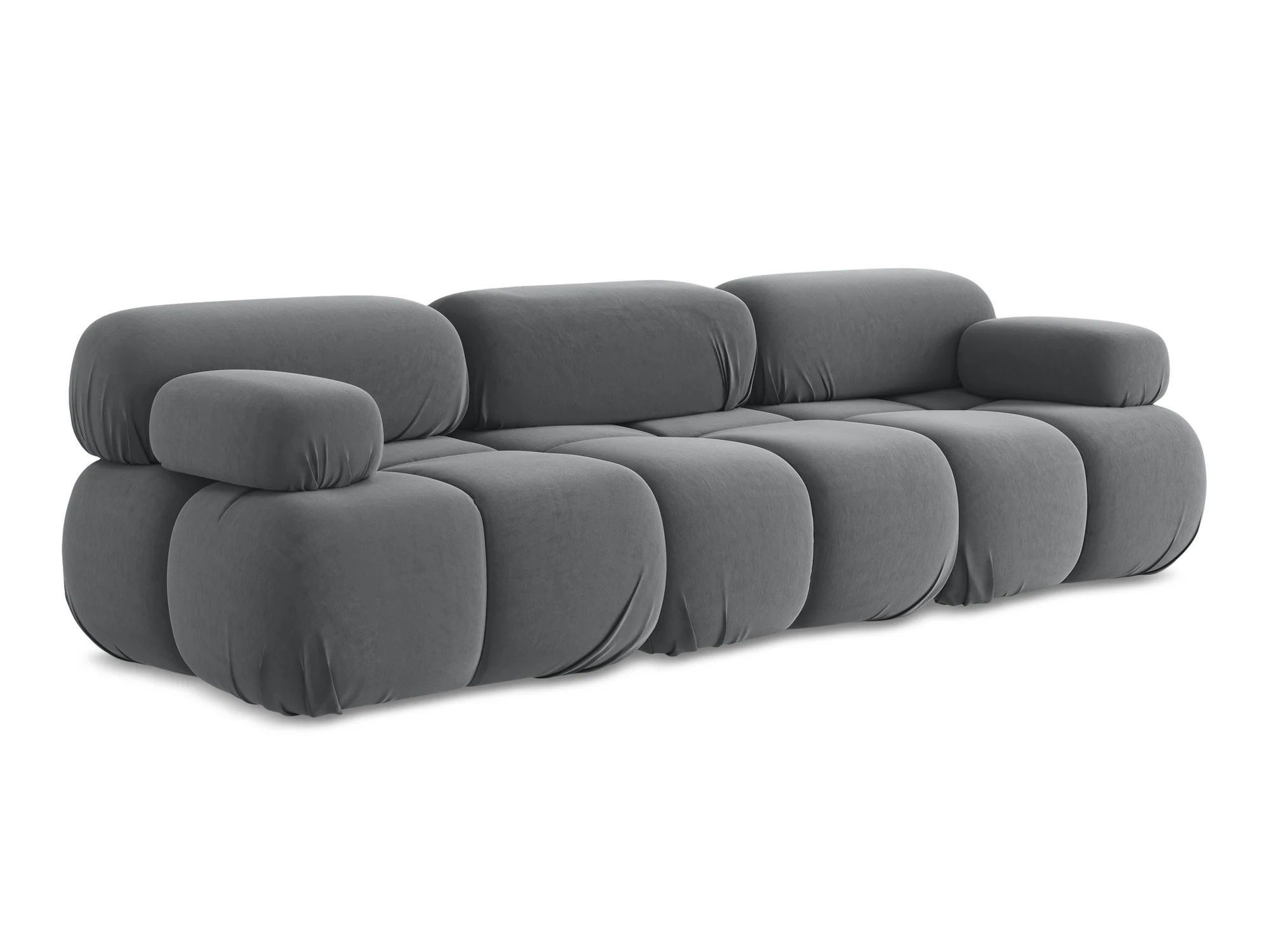 Sofa modułowa aksamitna 3-osobowa LOKUA stalowy szary