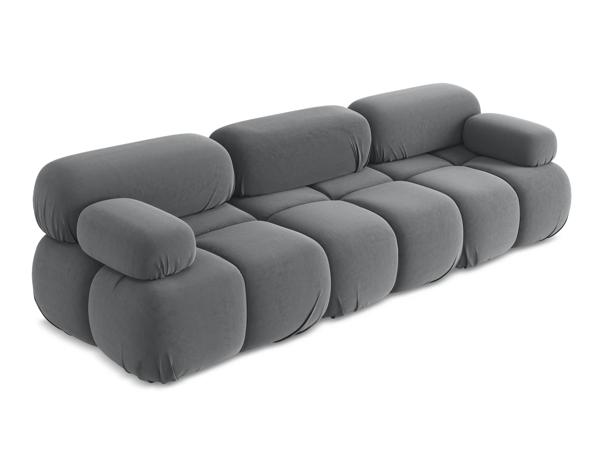 Sofa modułowa aksamitna 3-osobowa LOKUA stalowy szary - Image 4