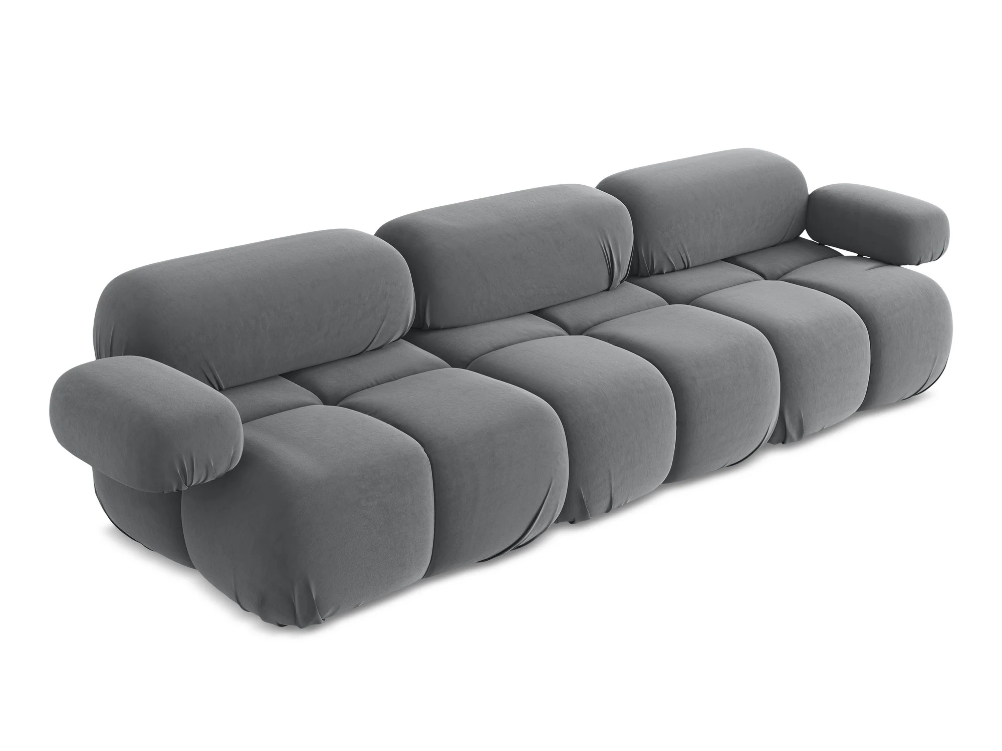 Sofa modułowa aksamitna 3-osobowa LOKUA stalowy szary - Image 5