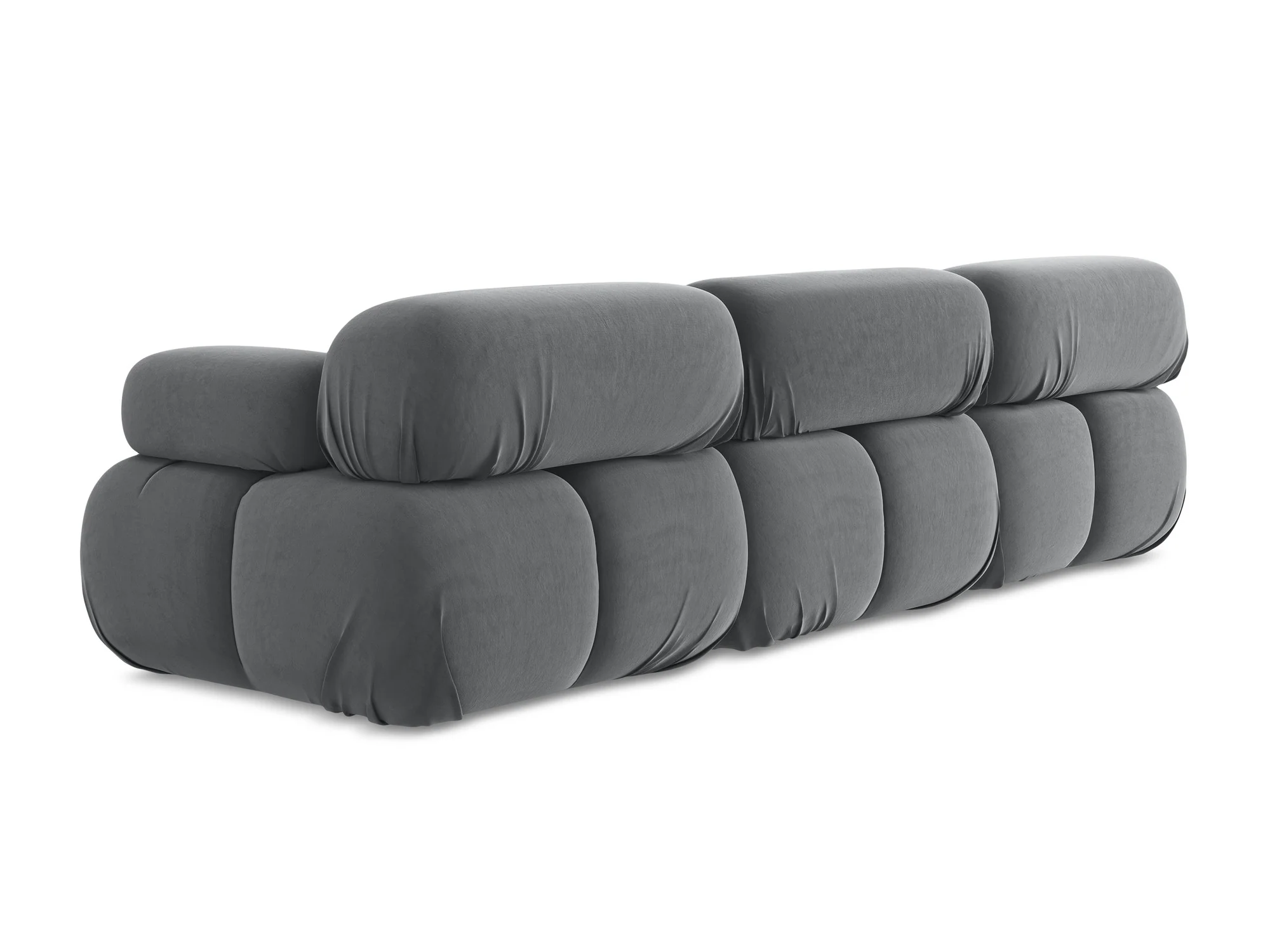 Sofa modułowa aksamitna 3-osobowa LOKUA stalowy szary - Image 6