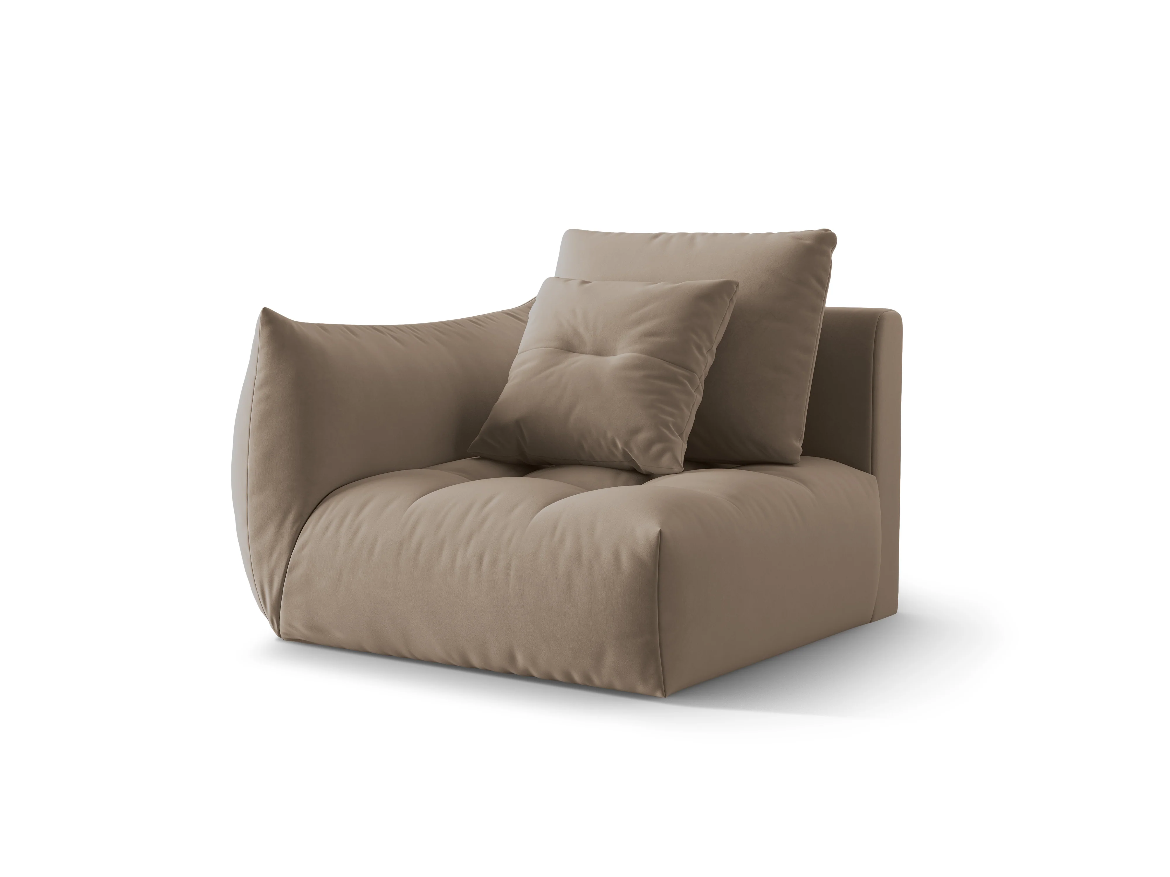 Sofa modułowa aksamitna BLOOM - element lewostronny jasnobrązowy - Image 3