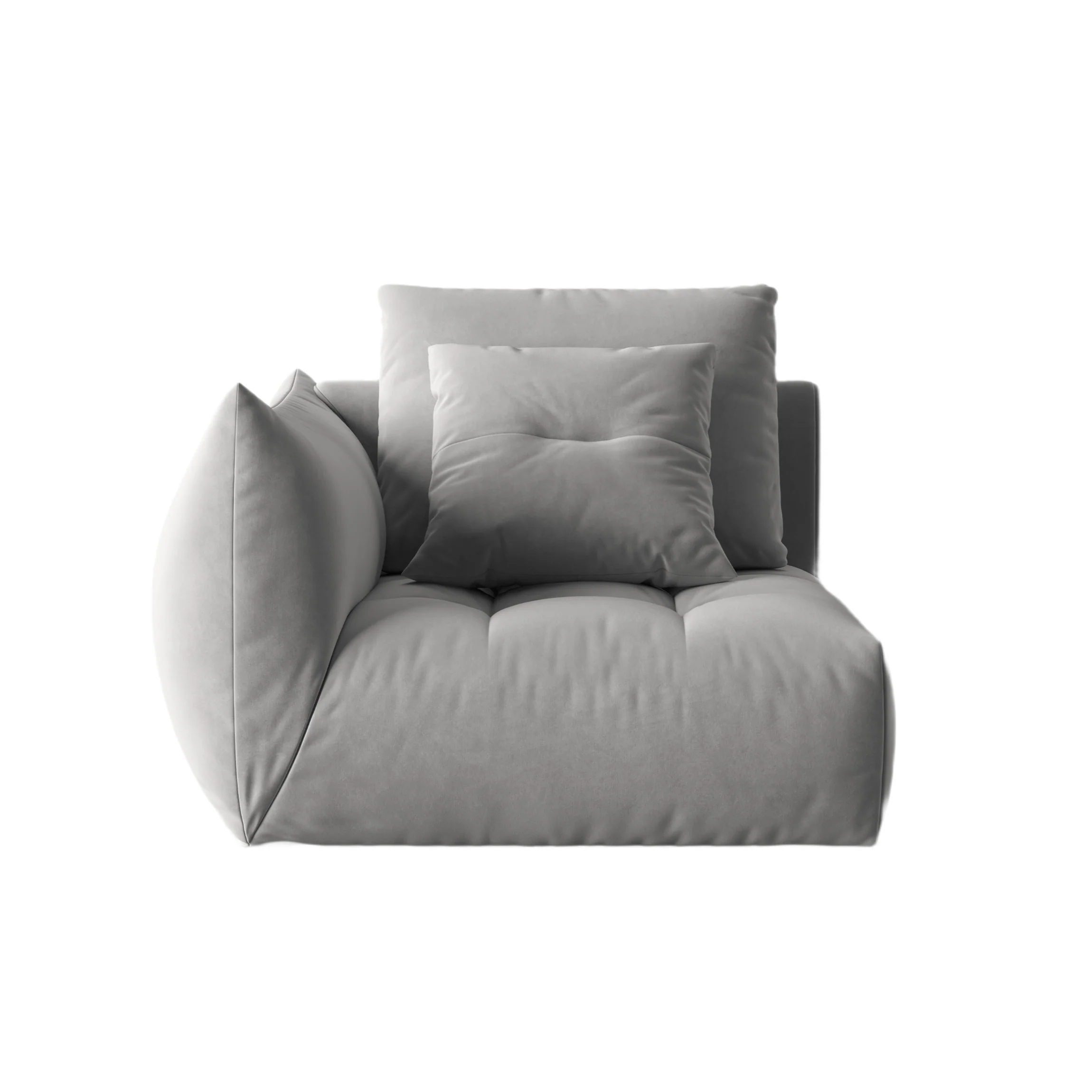 Sofa modułowa aksamitna BLOOM - element lewostronny szary