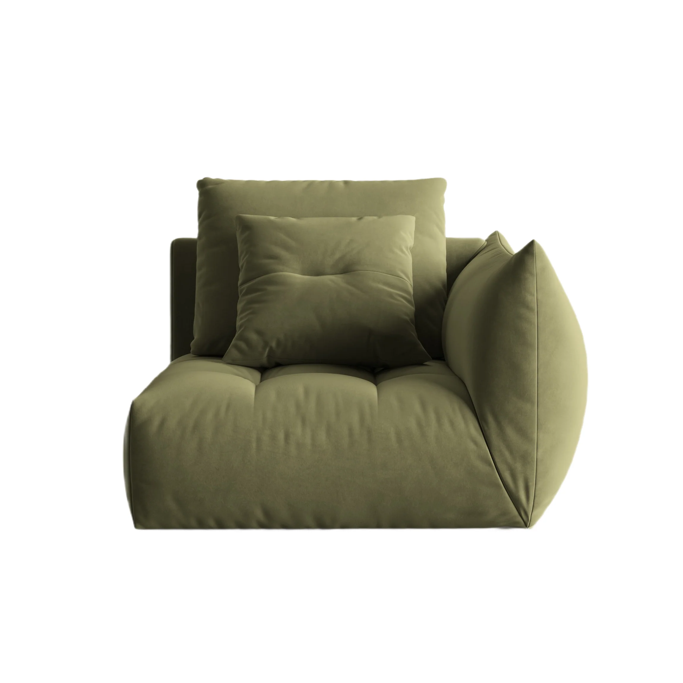 Sofa modułowa aksamitna BLOOM - element prawostronny zielony
