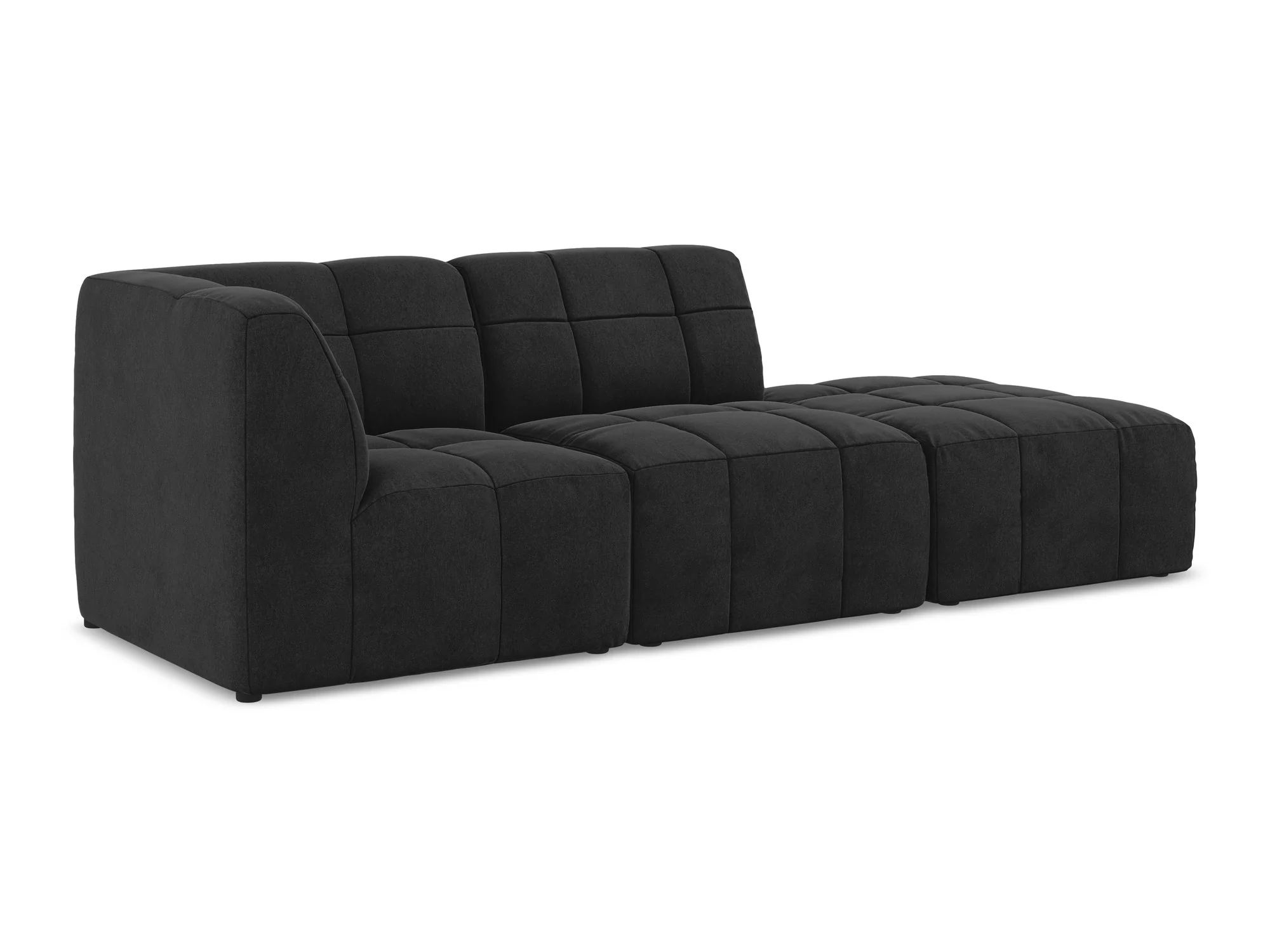 Sofa modułowa aksamitna lewostronna otwarta 3-osobowa ALOHA czarny