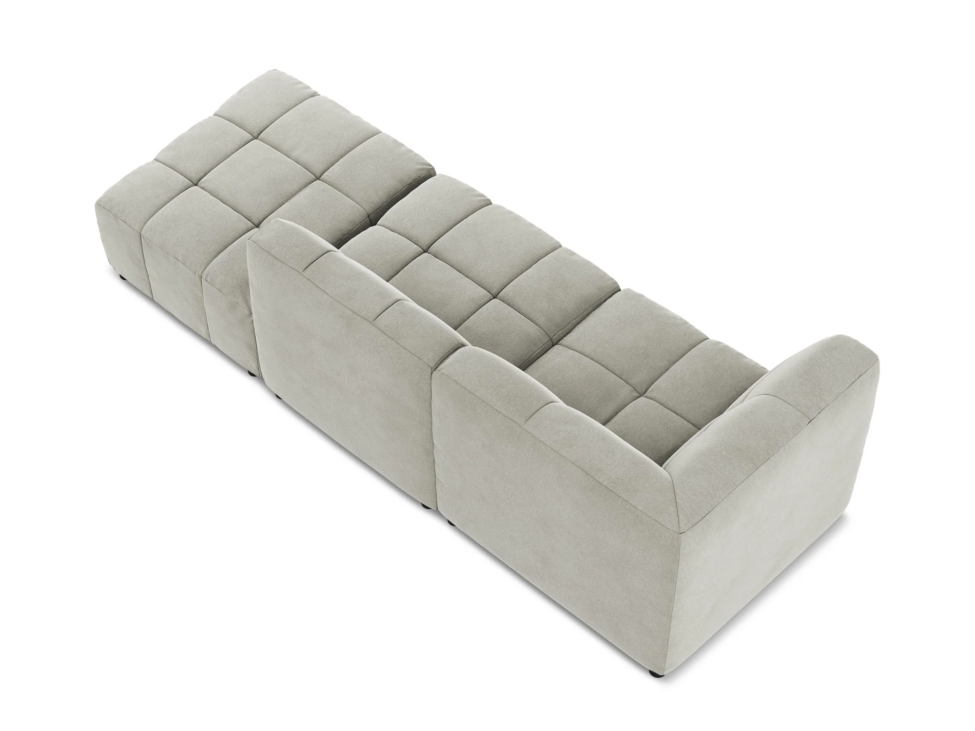 Sofa modułowa aksamitna lewostronna otwarta 3-osobowa ALOHA jasnoszary - Image 5