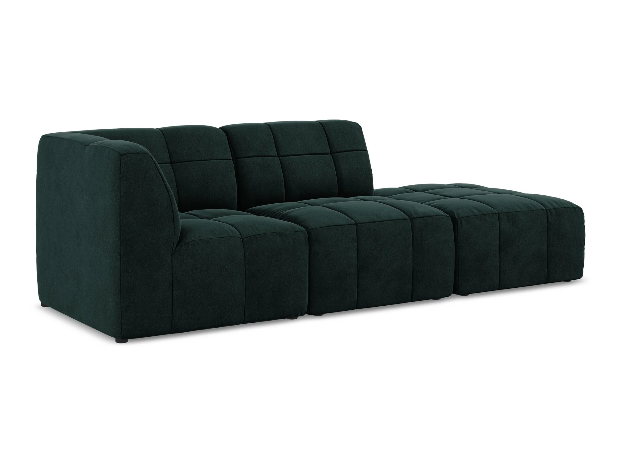 Sofa modułowa aksamitna lewostronna otwarta 3-osobowa ALOHA szarozielony