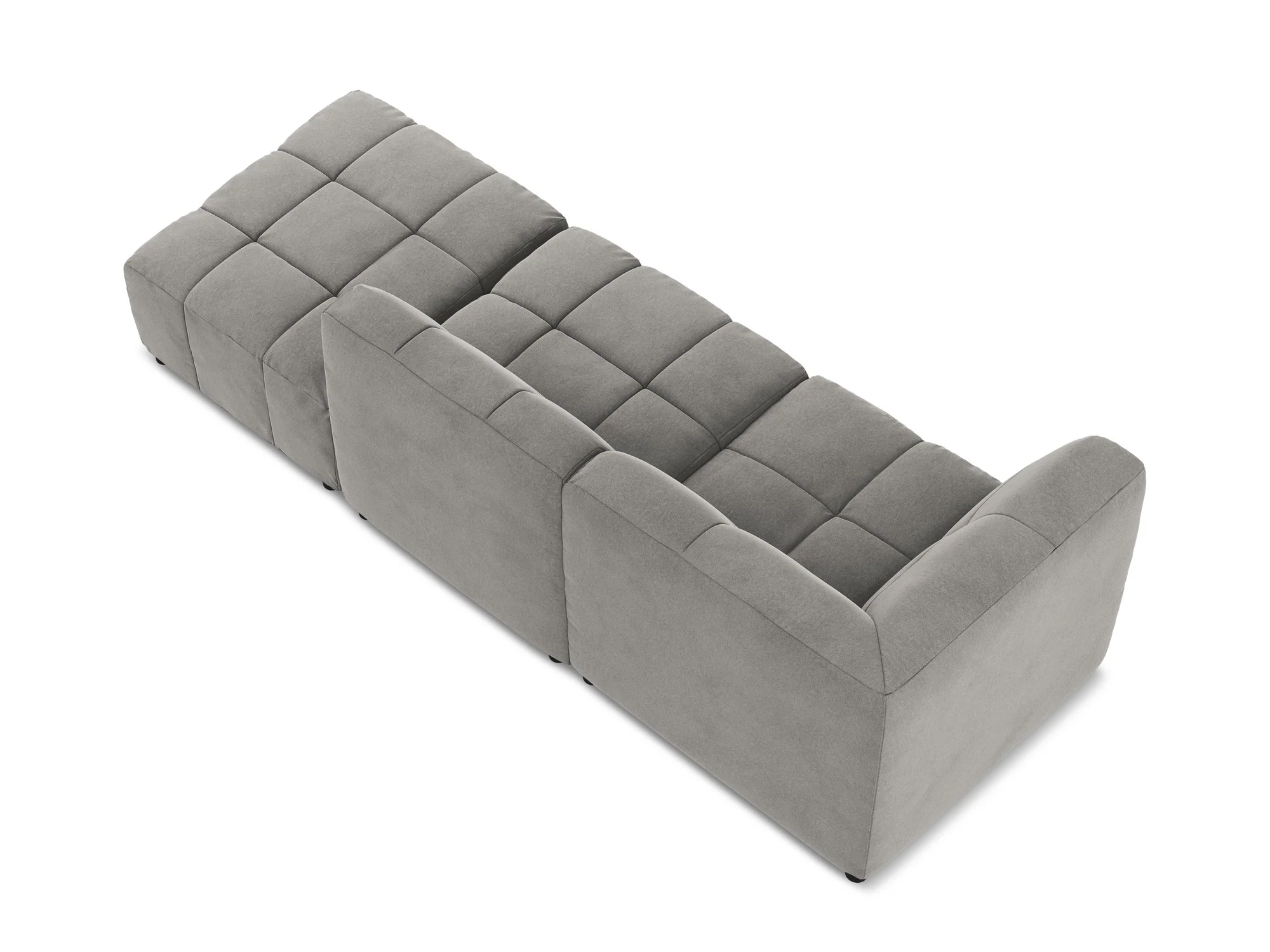 Sofa modułowa aksamitna lewostronna otwarta 3-osobowa ALOHA szary - Image 5
