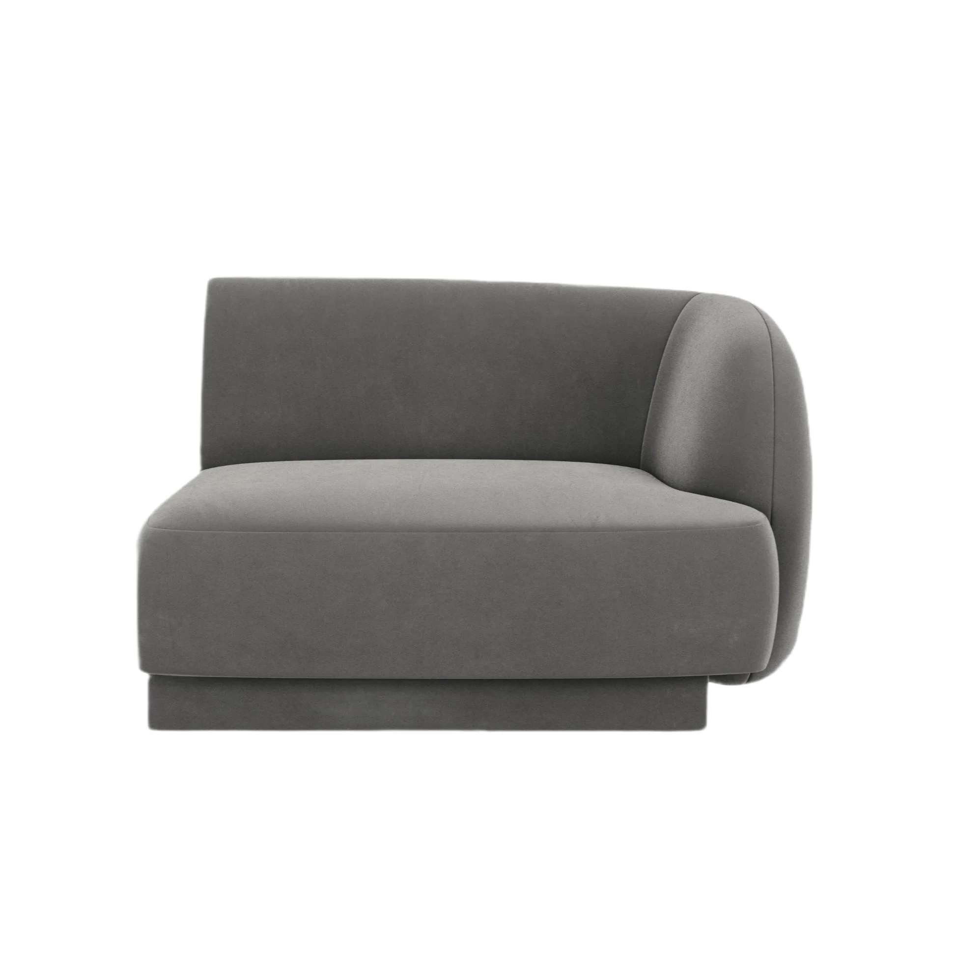 Sofa modułowa aksamitna MILEY - moduł prawostronny jasnoszary