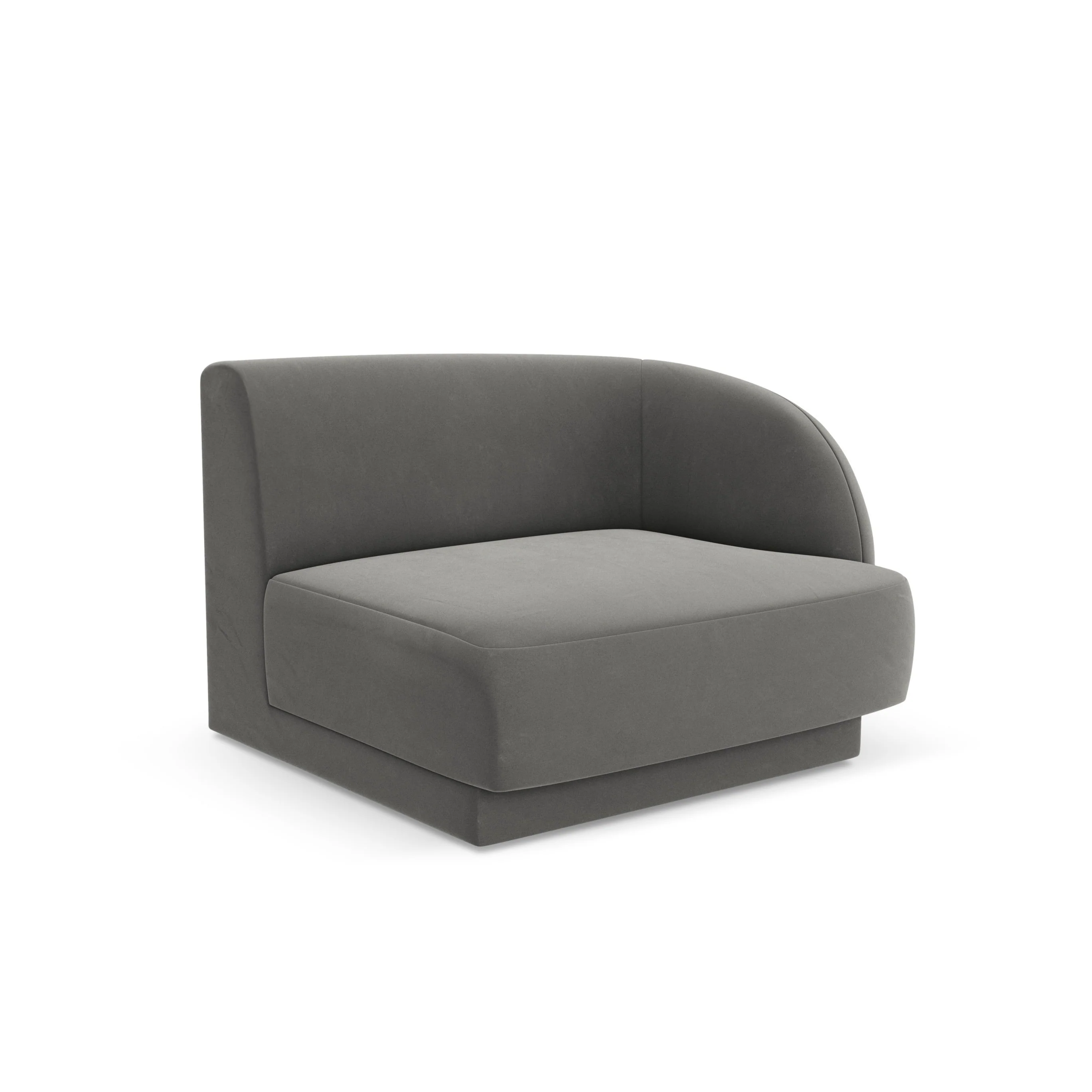 Sofa modułowa aksamitna MILEY - moduł prawostronny jasnoszary - Image 2