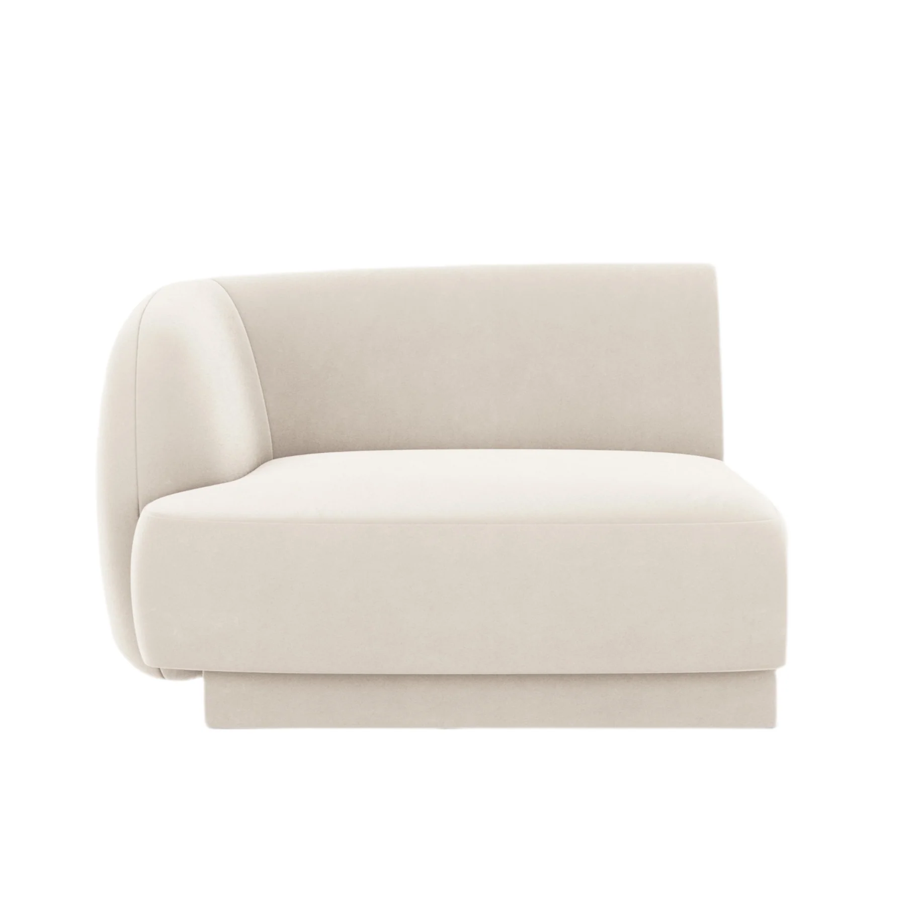 Sofa modułowa aksamitna MILEY - moduł lewostronny jasnobeżowy