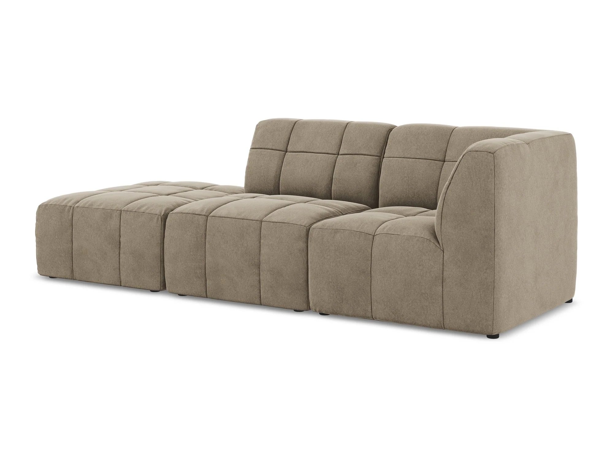 Sofa modułowa aksamitna prawostronna otwarta 3-osobowa ALOHA beżowy
