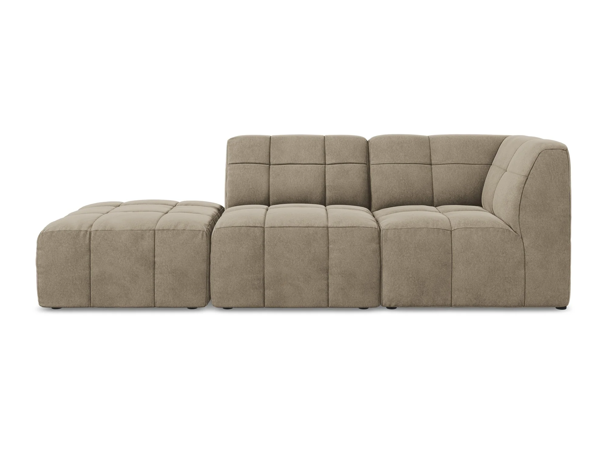 Sofa modułowa aksamitna prawostronna otwarta 3-osobowa ALOHA beżowy - Image 3