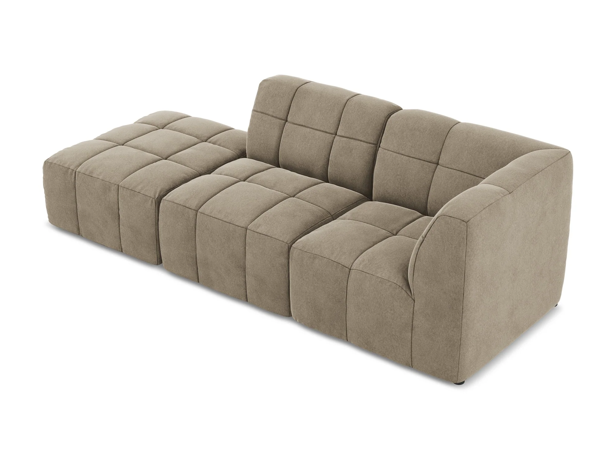 Sofa modułowa aksamitna prawostronna otwarta 3-osobowa ALOHA beżowy - Image 4