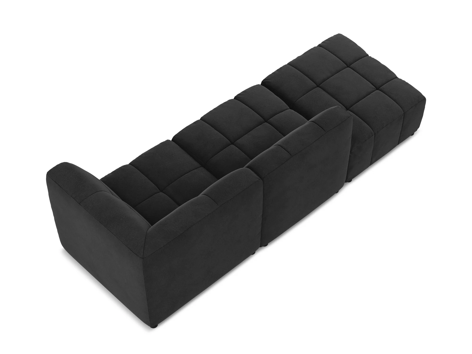 Sofa modułowa aksamitna prawostronna otwarta 3-osobowa ALOHA czarny - Image 4