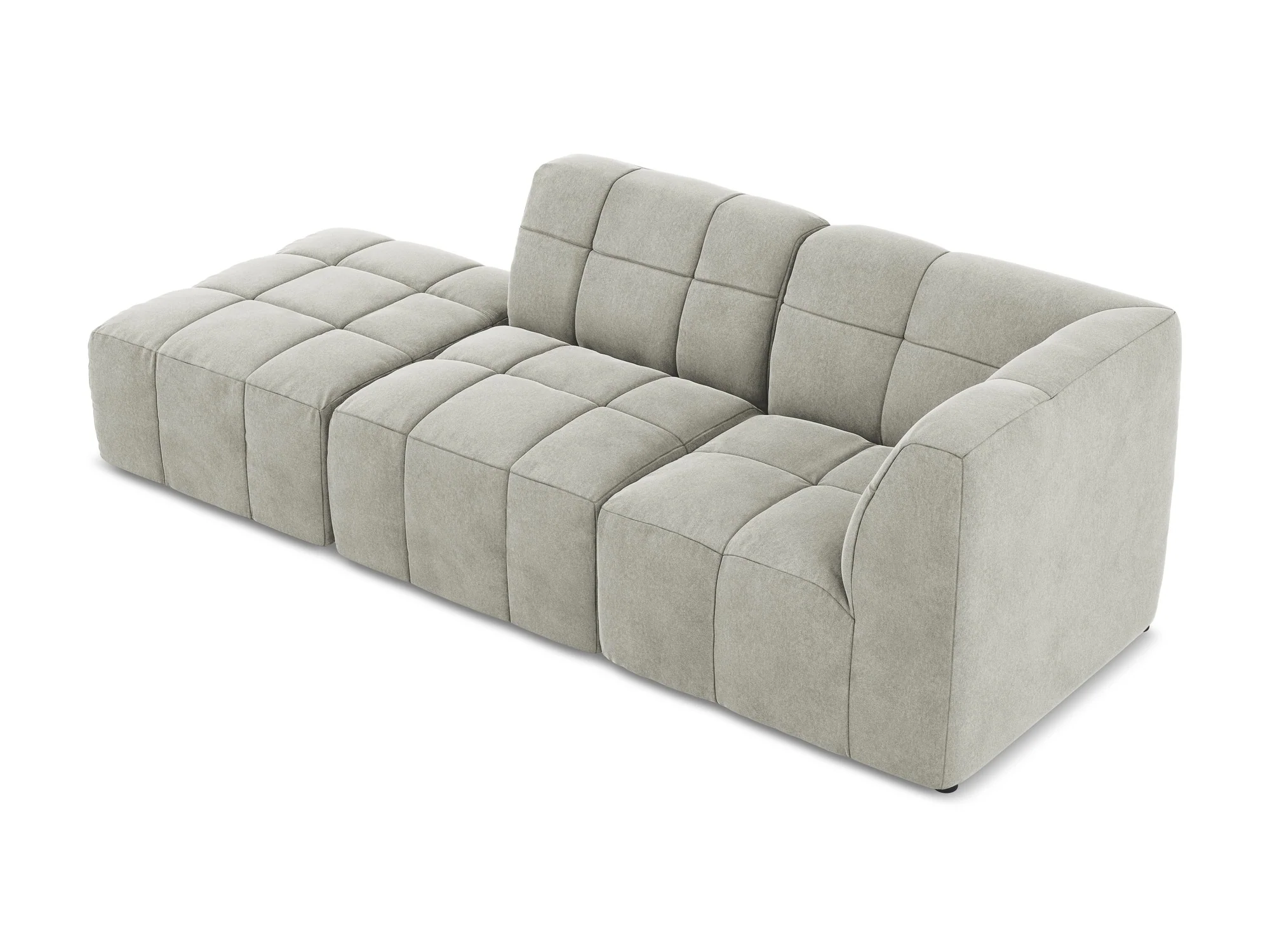 Sofa modułowa aksamitna prawostronna otwarta 3-osobowa ALOHA jasnoszary - Image 4