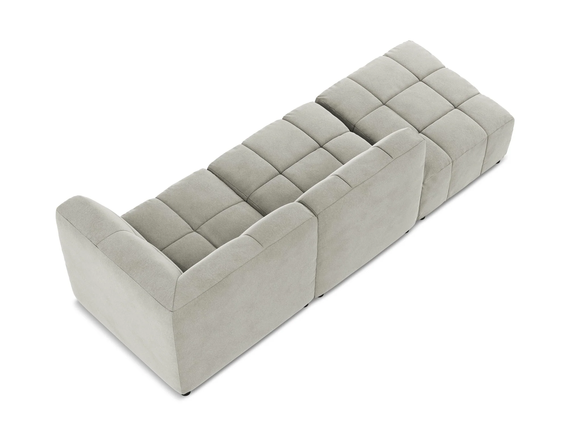 Sofa modułowa aksamitna prawostronna otwarta 3-osobowa ALOHA jasnoszary - Image 5