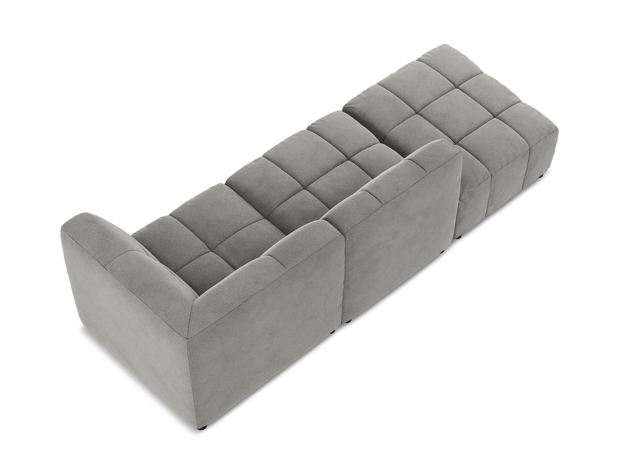Sofa modułowa aksamitna prawostronna otwarta 3-osobowa ALOHA szary - Image 5