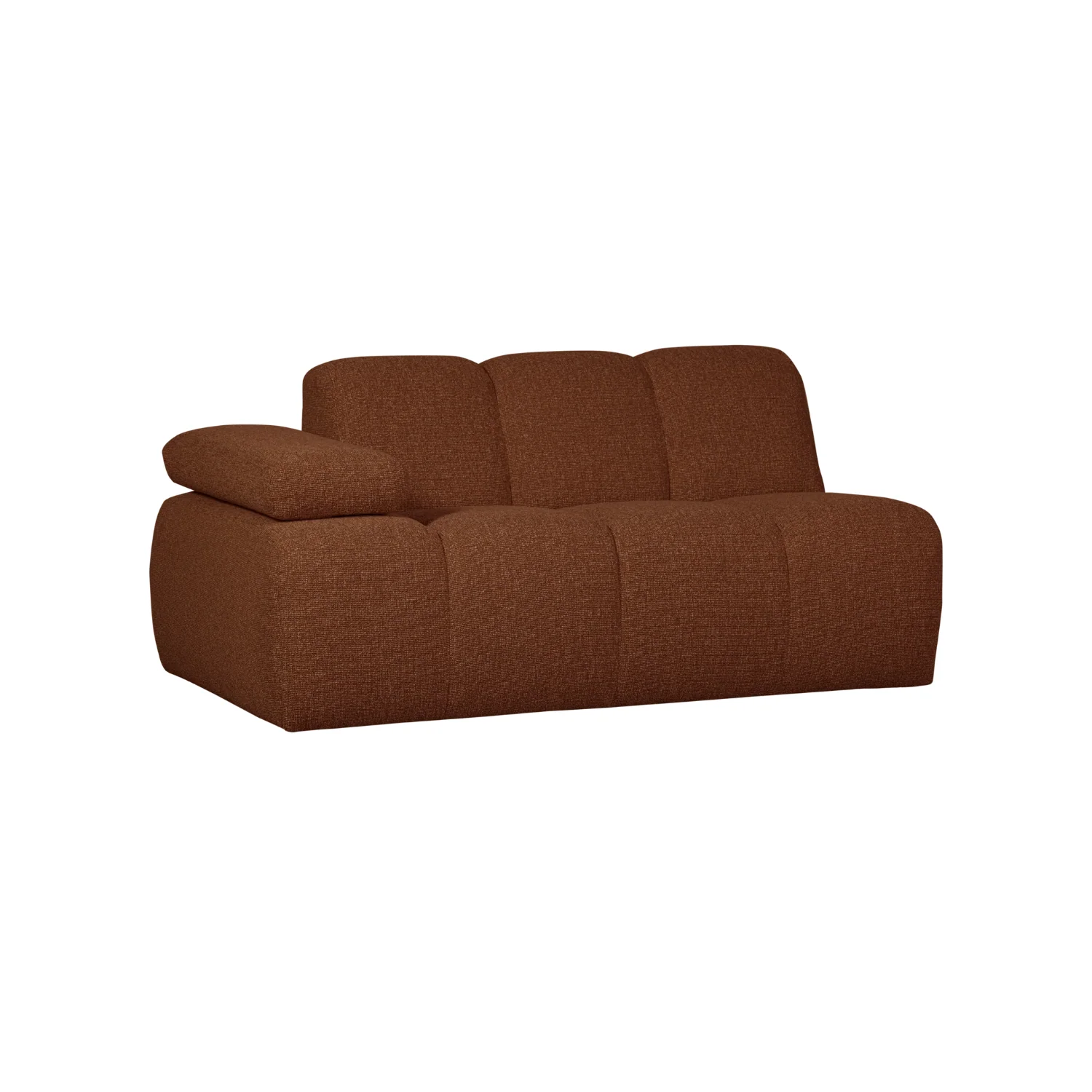 Sofa modułowa MOJO - element 1,5-osobowy lewostronny rdzawy brązowy bouclé