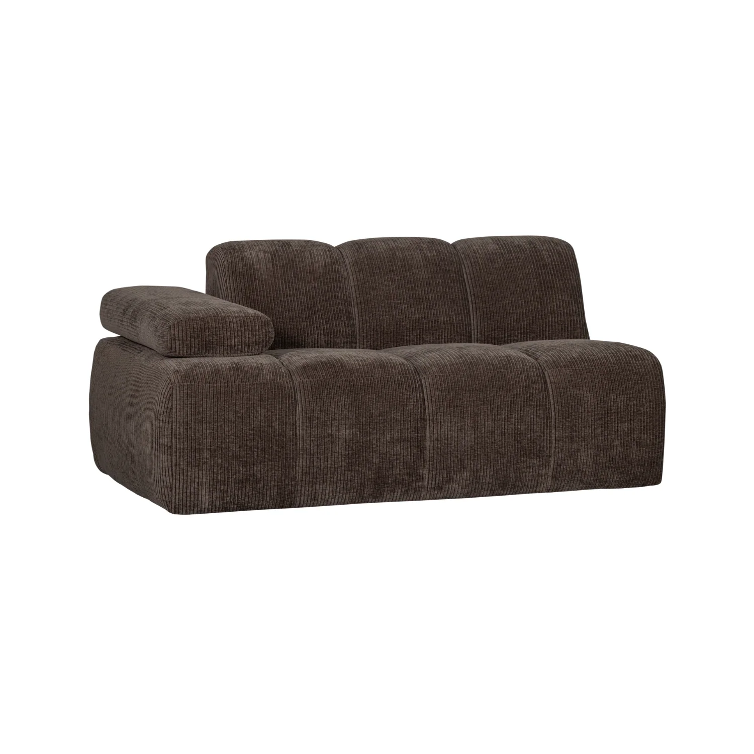 Sofa modułowa MOJO - element 1,5-osobowy lewostronny ciemnobrązowy sztruks