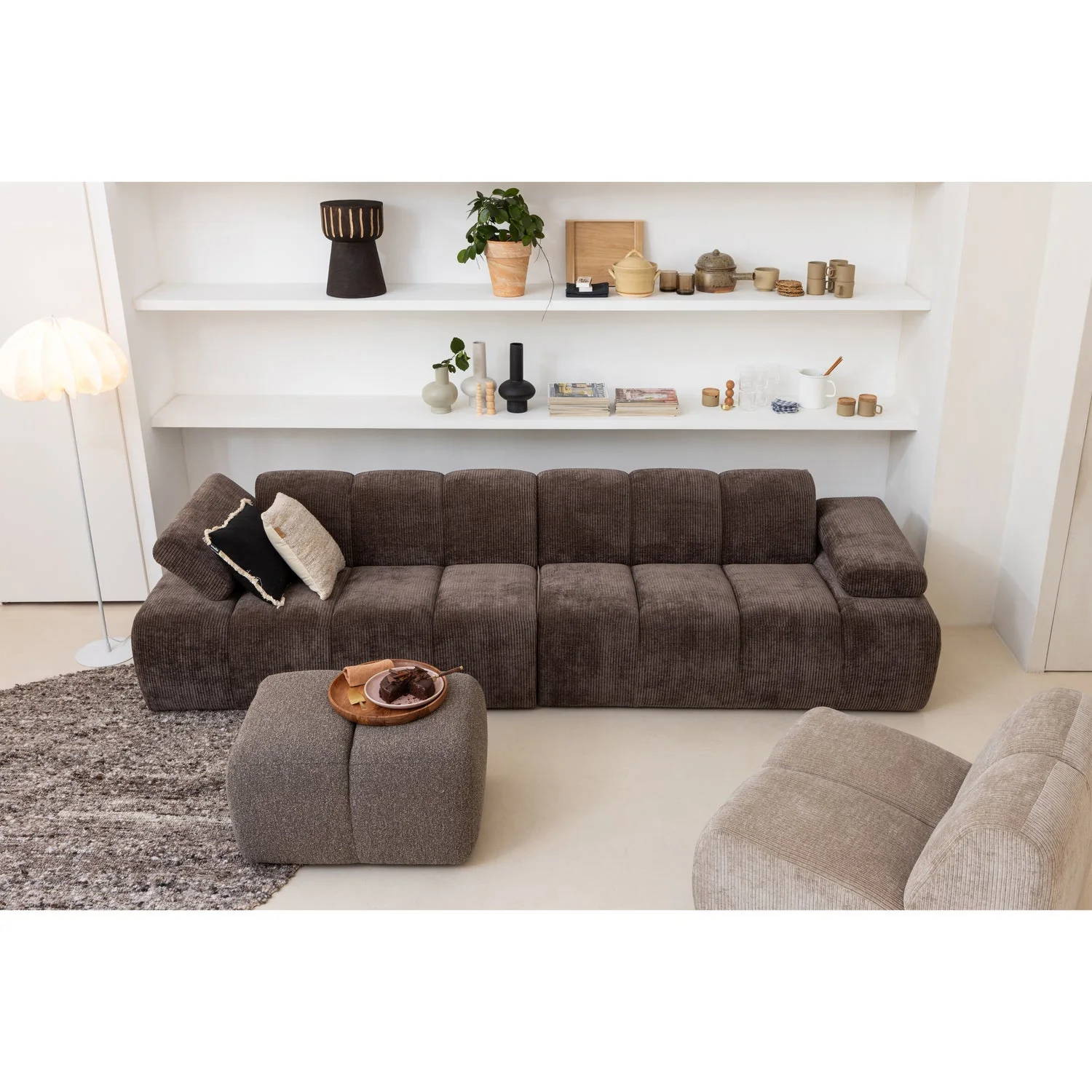 Sofa modułowa MOJO - element 1,5-osobowy lewostronny ciemnobrązowy sztruks - Image 2