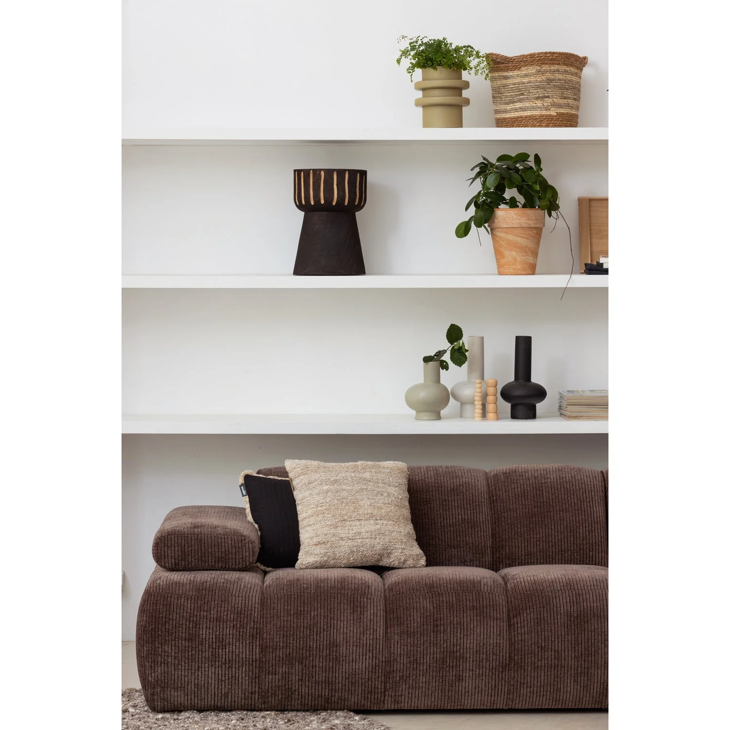 Sofa modułowa MOJO - element 1,5-osobowy lewostronny ciemnobrązowy sztruks - Image 3
