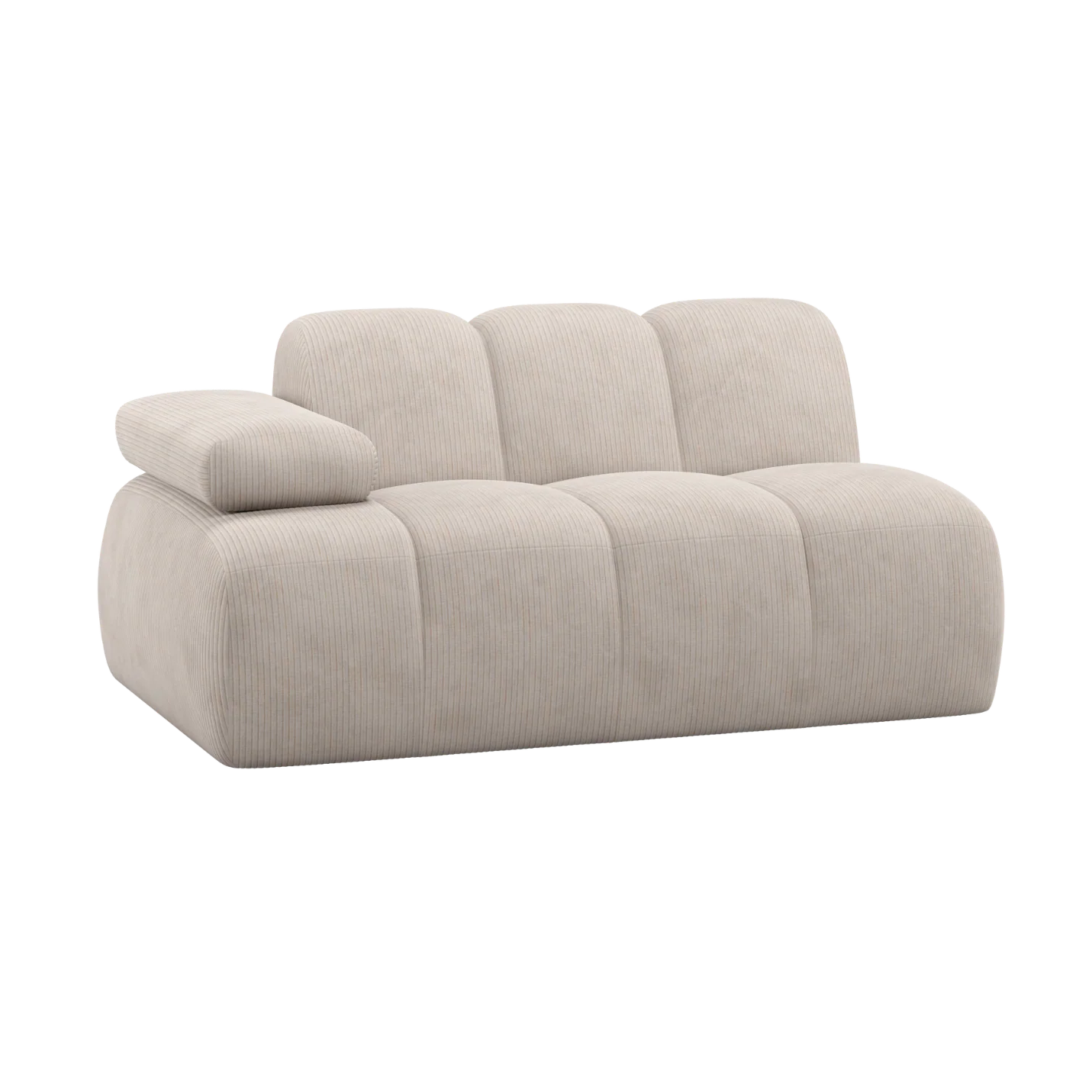 Sofa modułowa MOJO - element 1,5-osobowy lewostronny ecru sztruks