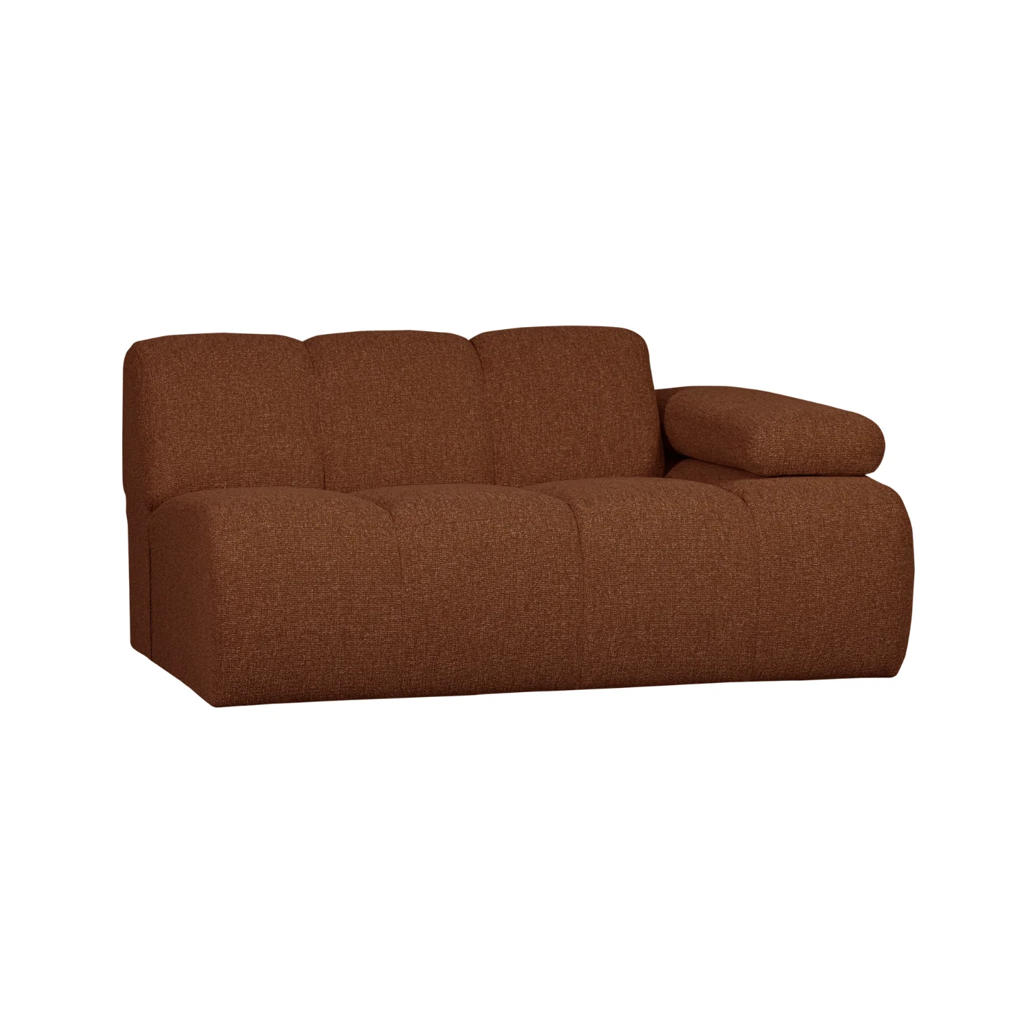 Sofa modułowa MOJO - element 1,5-osobowy prawostronny rdzawy brązowy bouclé