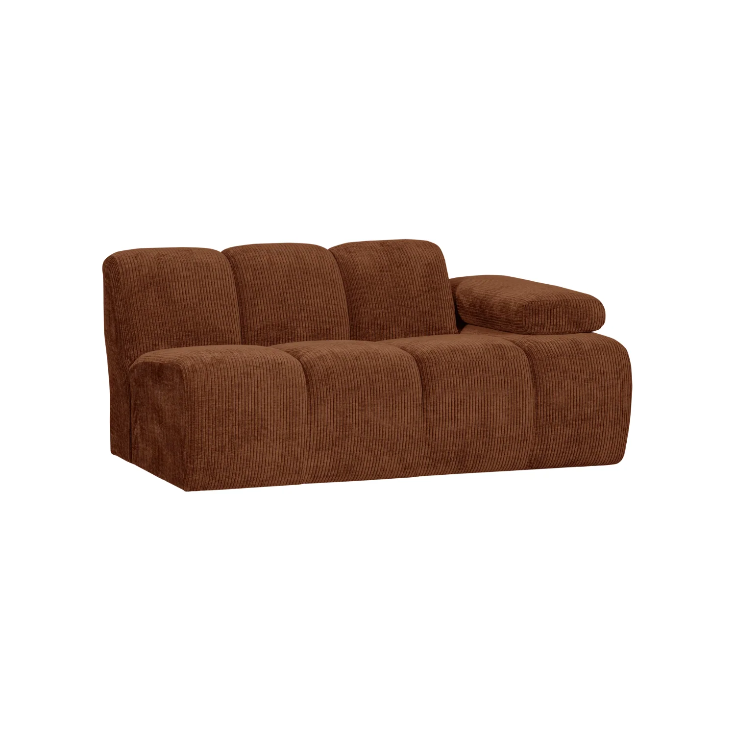 Sofa modułowa MOJO - element 1,5-osobowy prawostronny rdzawy brązowy sztruks