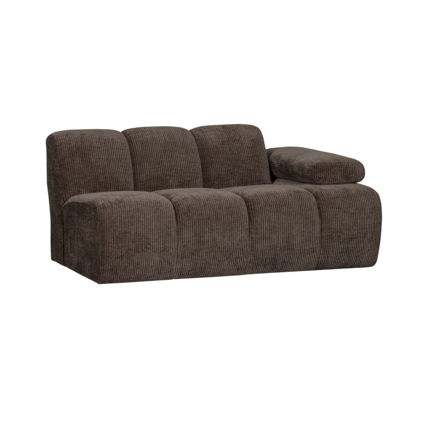 Sofa modułowa MOJO - element 1,5-osobowy prawostronny ciemnobrązowy sztruks