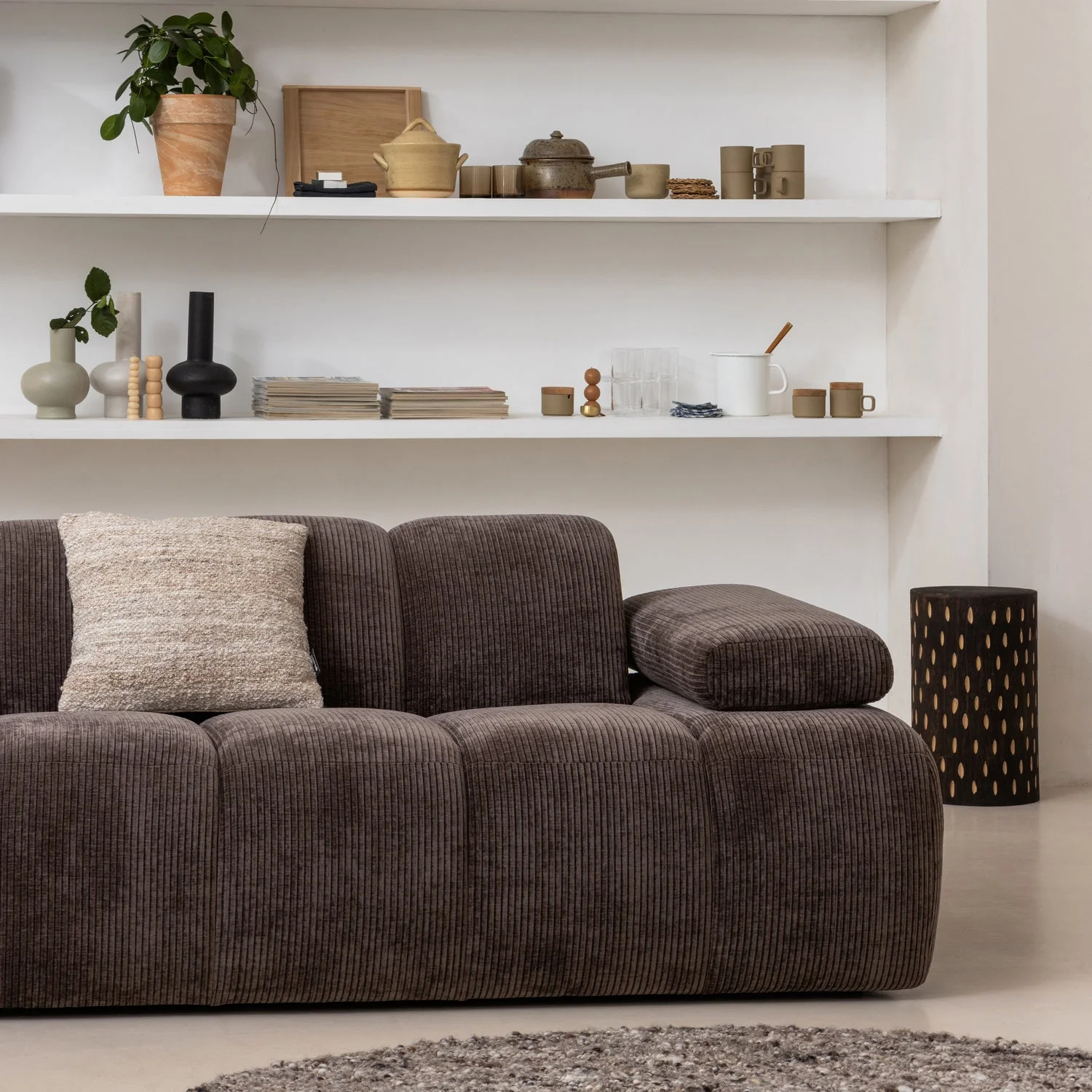 Sofa modułowa MOJO - element 1,5-osobowy prawostronny ciemnobrązowy sztruks - Image 3