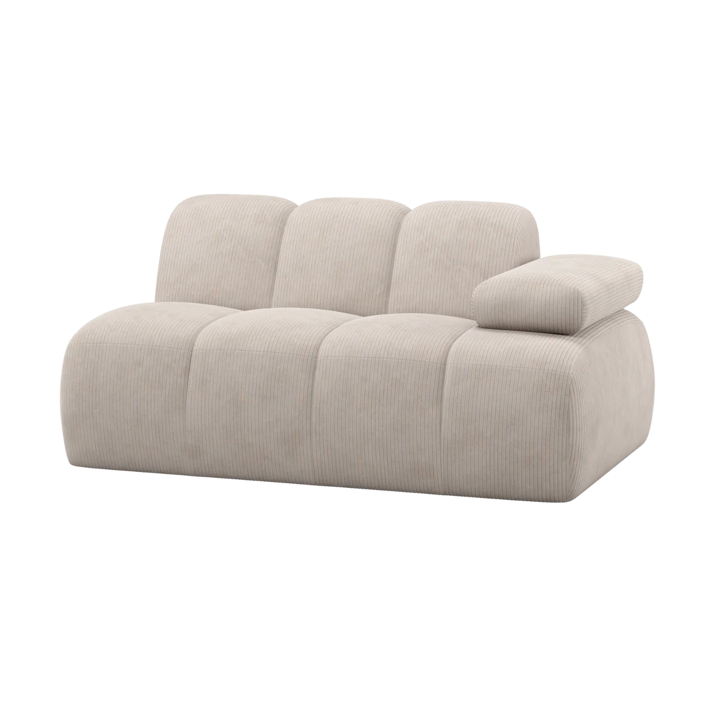 Sofa modułowa MOJO - element 1,5-osobowy prawostronny ecru sztruks
