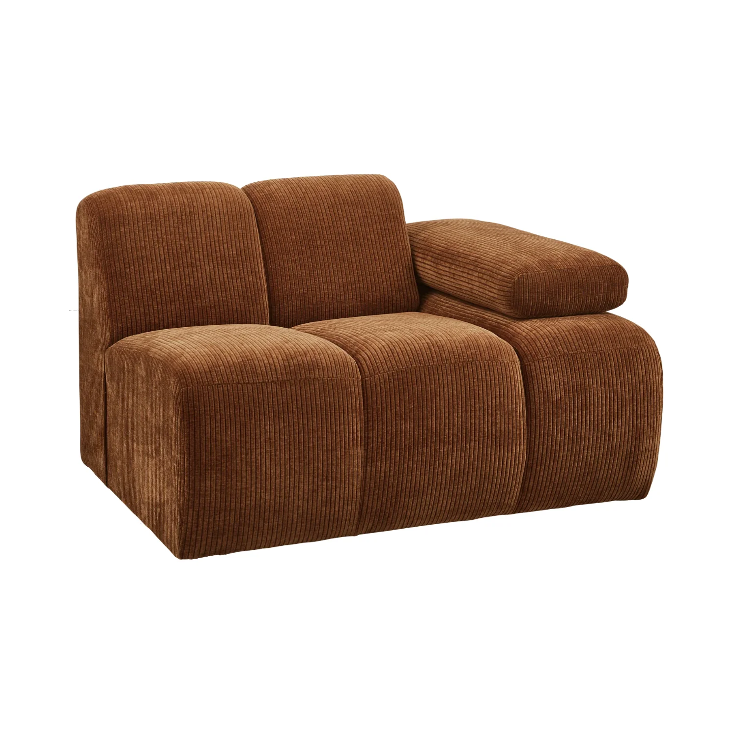 Sofa modułowa MOJO - element prawostronny rdzawy brązowy sztruks