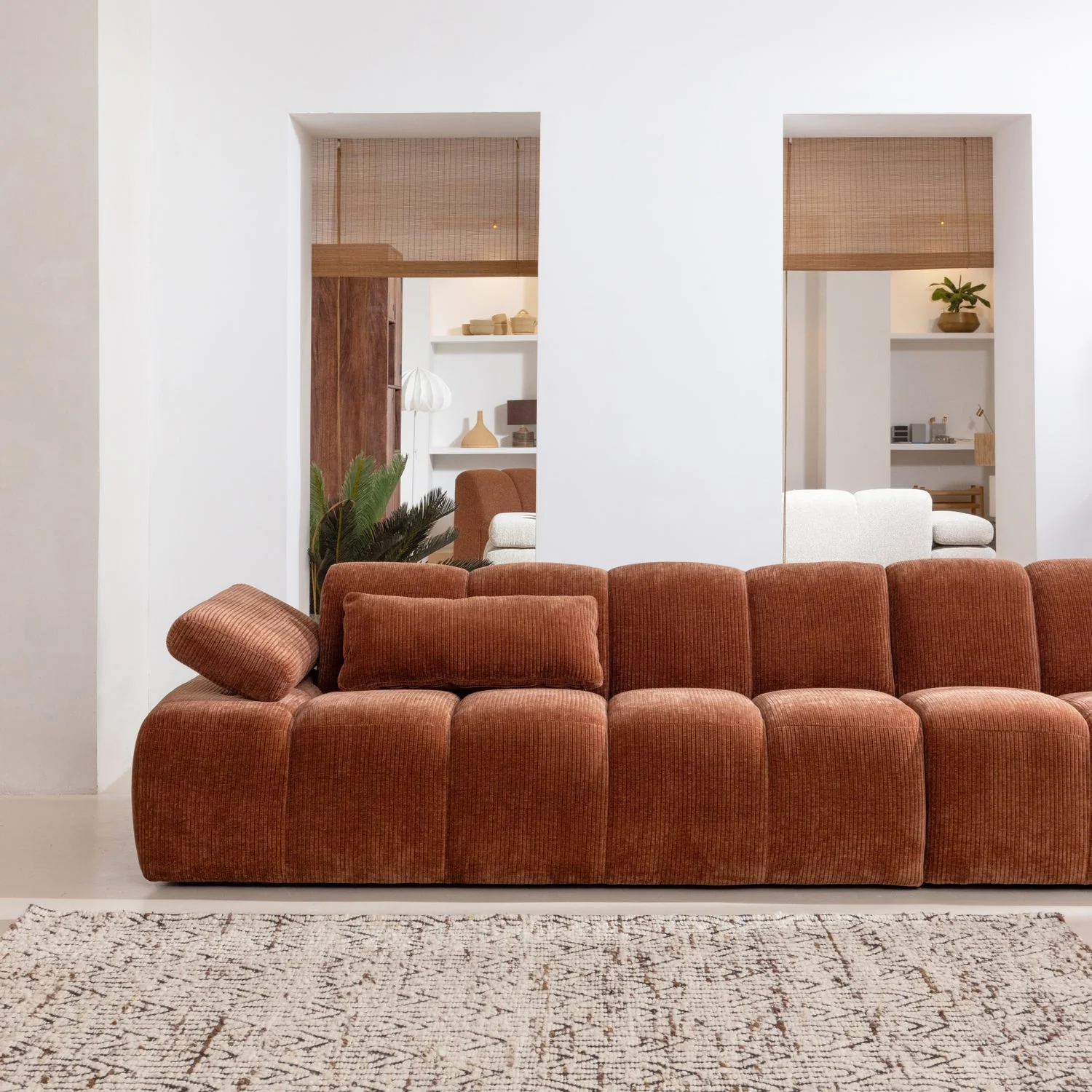 Sofa modułowa MOJO - element 2-osobowy lewostronny rdzawy brązowy sztruks - Image 2