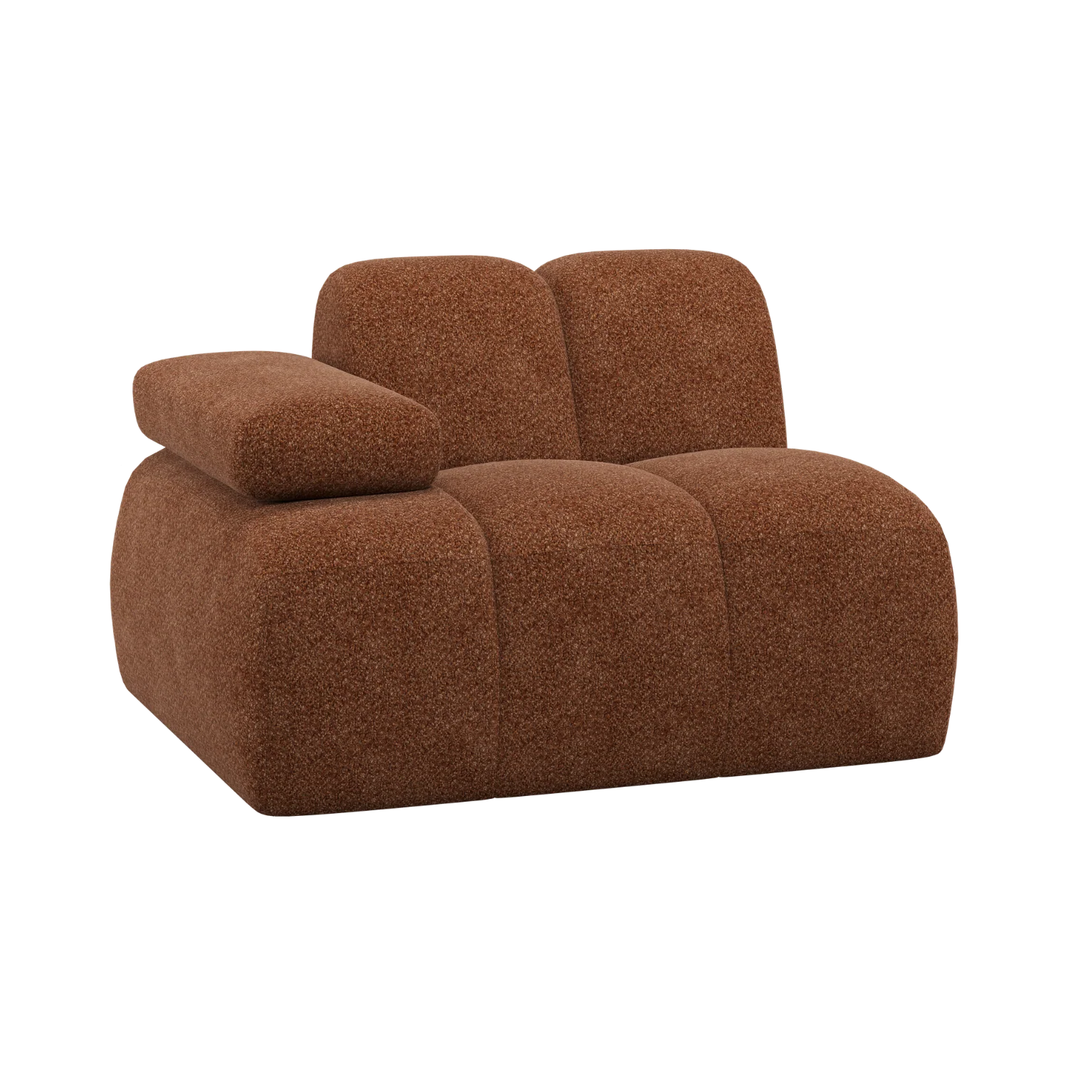 Sofa modułowa MOJO - element lewostronny rdzawy brązowy baranek