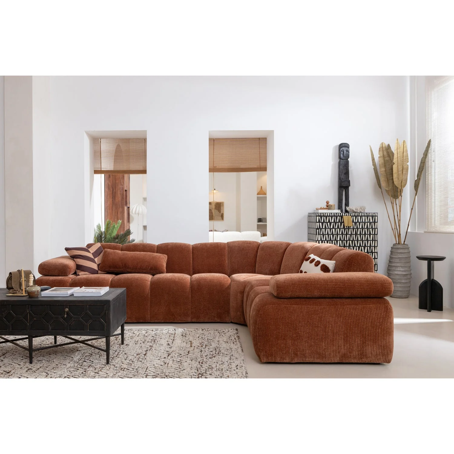 Sofa modułowa MOJO - element narożny rdzawy brązowy sztruks - Image 2