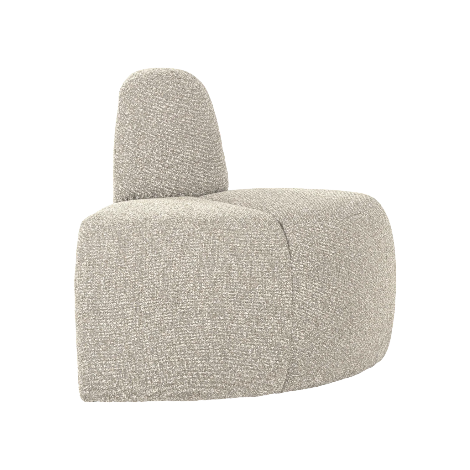Sofa modułowa MOJO BENCH - element narożny zaokrąglony beżowy bouclé
