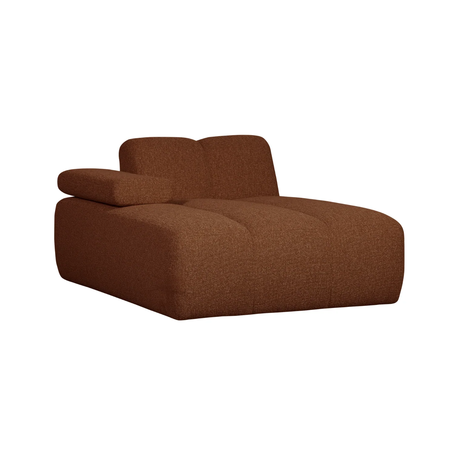 Sofa modułowa MOJO - szezlong lewostronny rdzawy brązowy bouclé