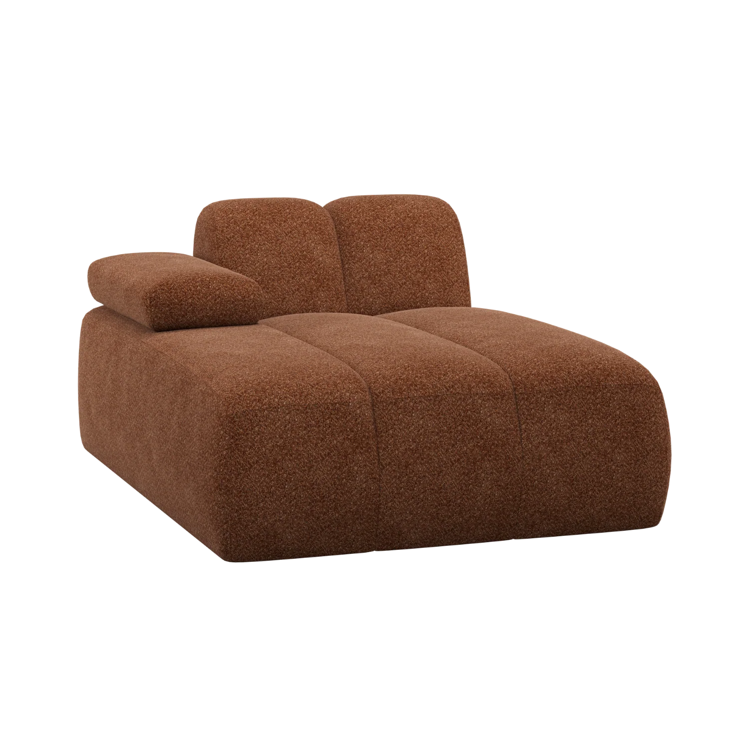 Sofa modułowa MOJO - szezlong lewostronny rdzawy brązowy baranek