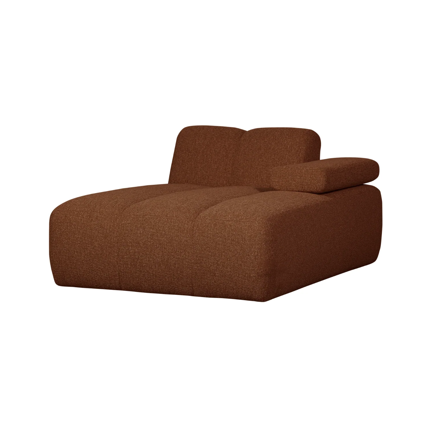 Sofa modułowa MOJO - szezlong prawostronny rdzawy brązowy bouclé