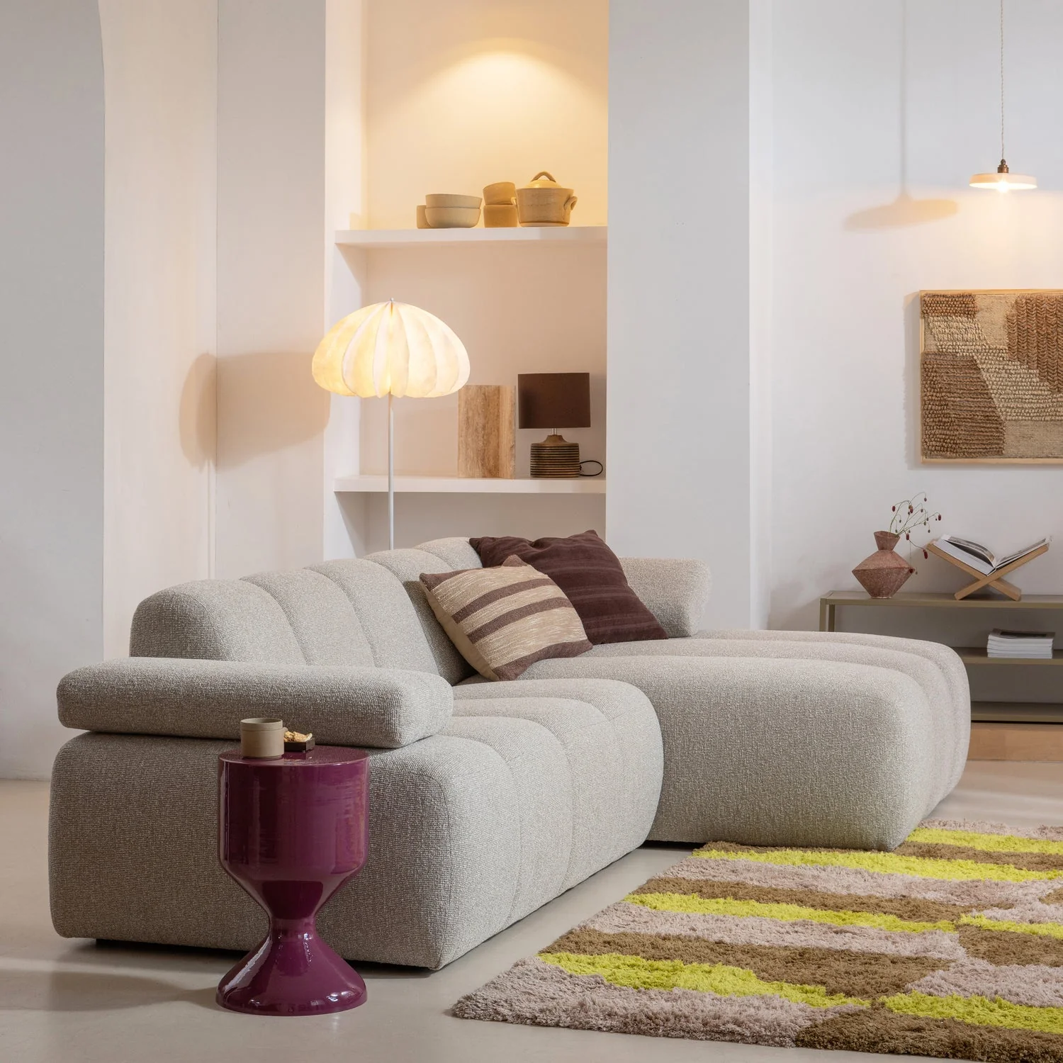 Sofa modułowa MOJO - szezlong prawostronny miodowy baranek - Image 3