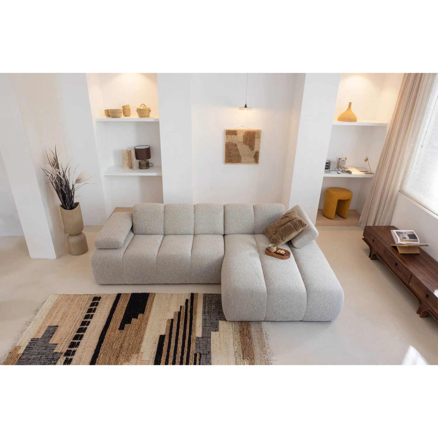 Sofa modułowa MOJO - szezlong prawostronny rdzawy brązowy baranek - Image 2