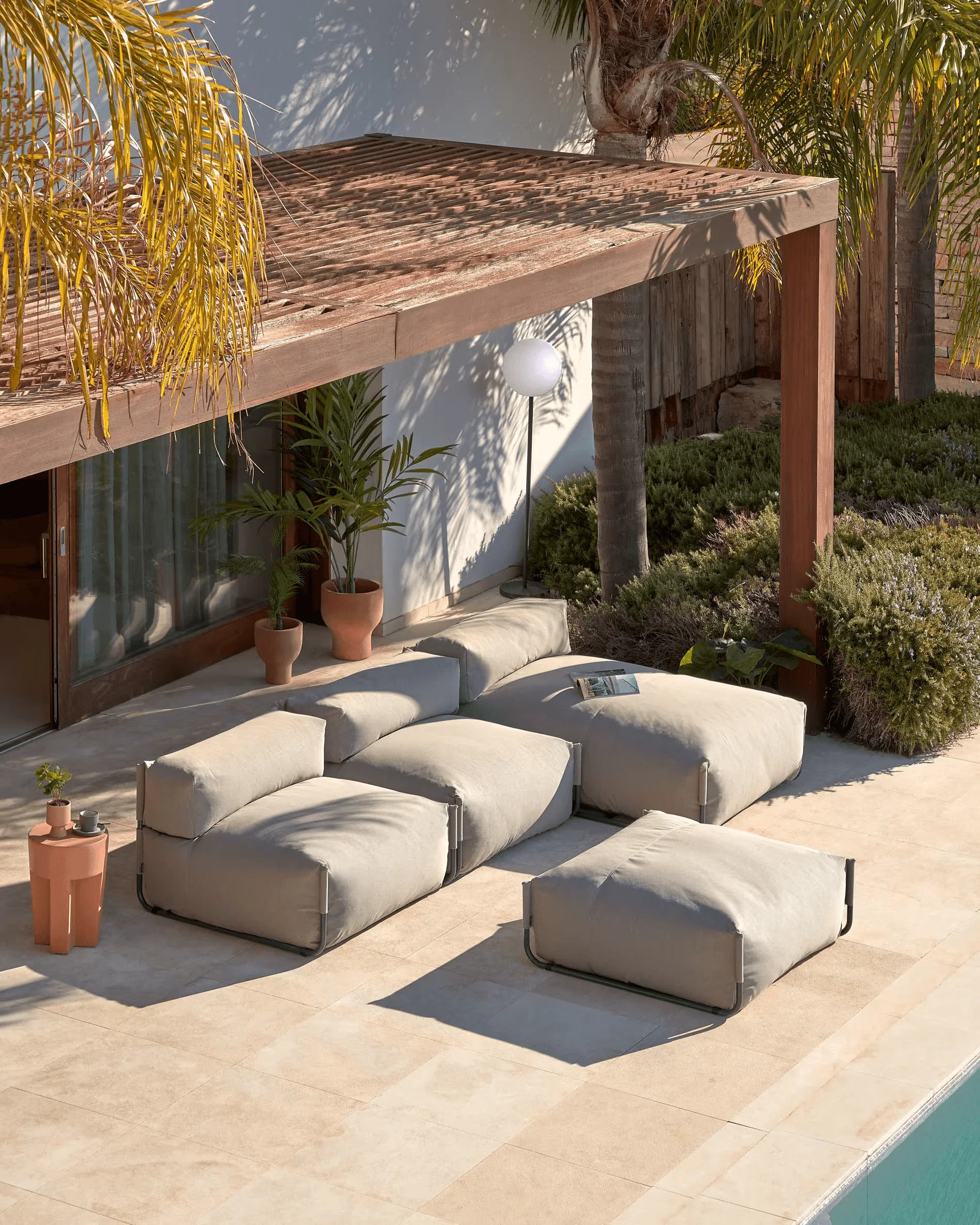 Sofa modułowa ogrodowa SQUARE - puf khaki - Image 2