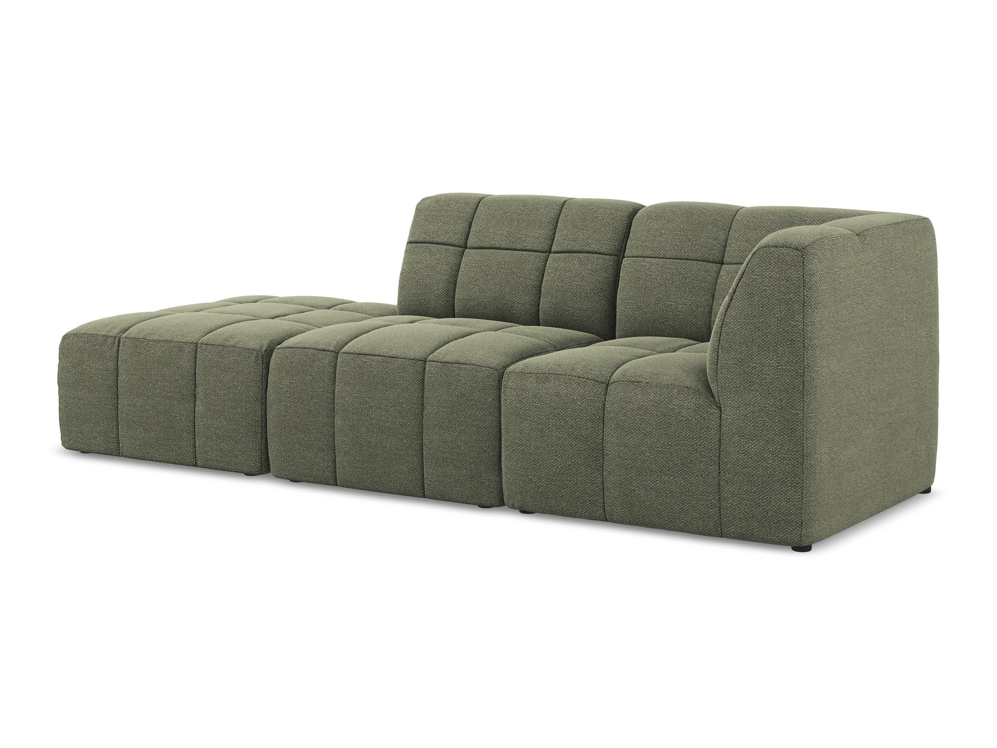 Sofa modułowa prawostronna otwarta 3-osobowa ALOHA oliwkowy boucle