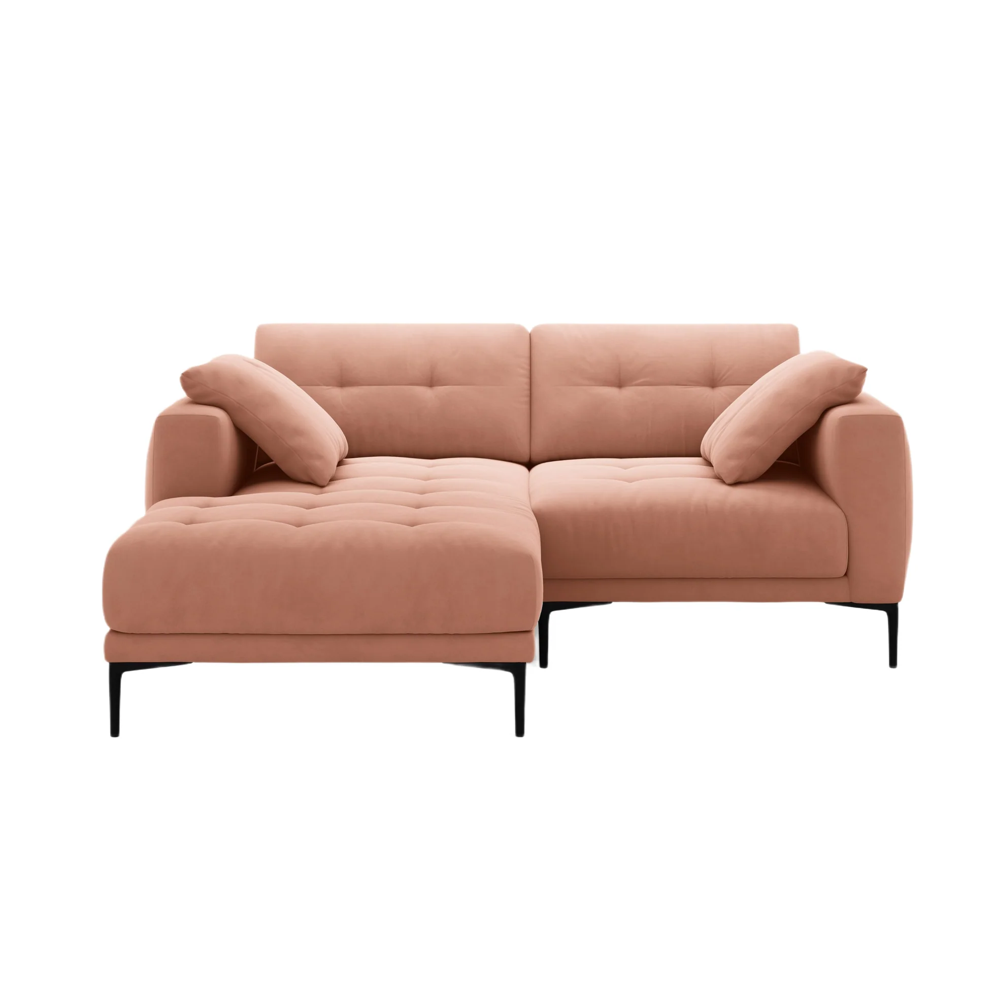 Sofa narożna lewostronna aksamitna BEMY różowy