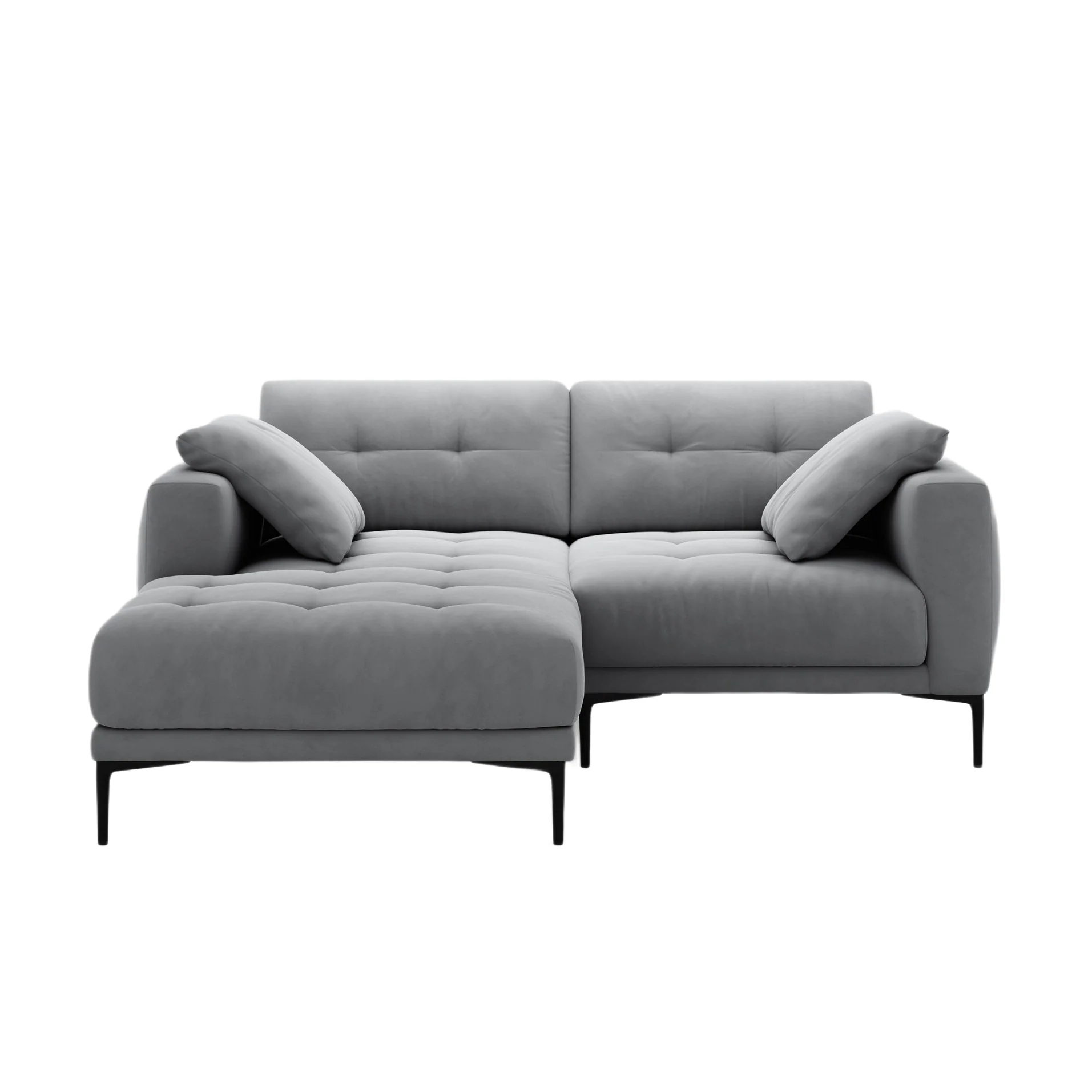 Sofa narożna lewostronna aksamitna BEMY szary
