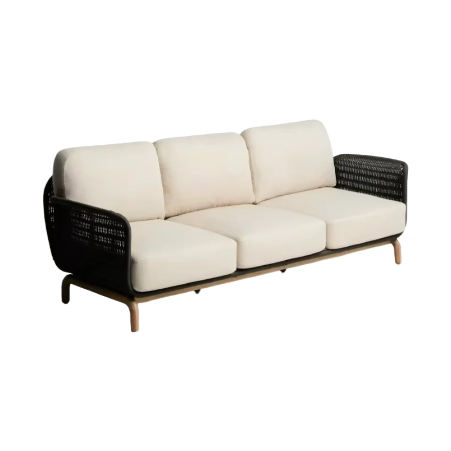 Sofa ogrodowa 3-osobowa ALIPA czarny z beżowym
